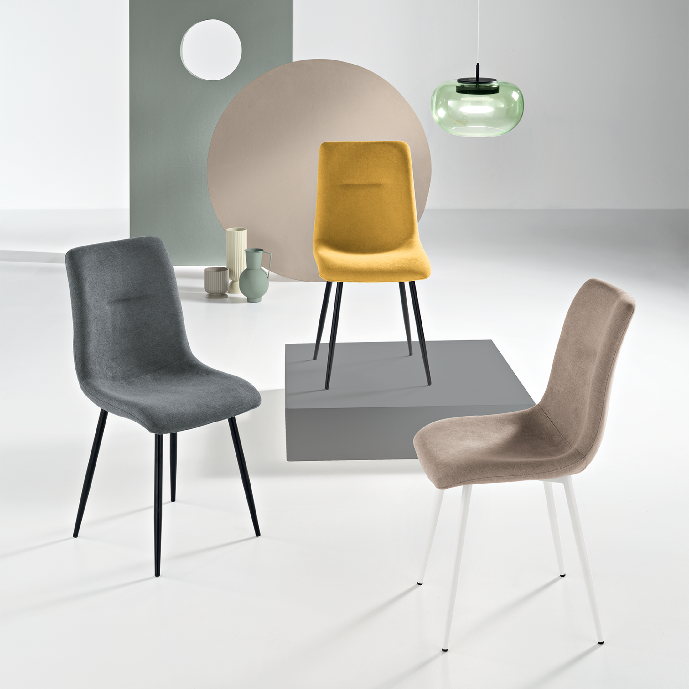 Set of modern padded "Nymara" fabric chairs, 45x59 cm, 90 cm high.