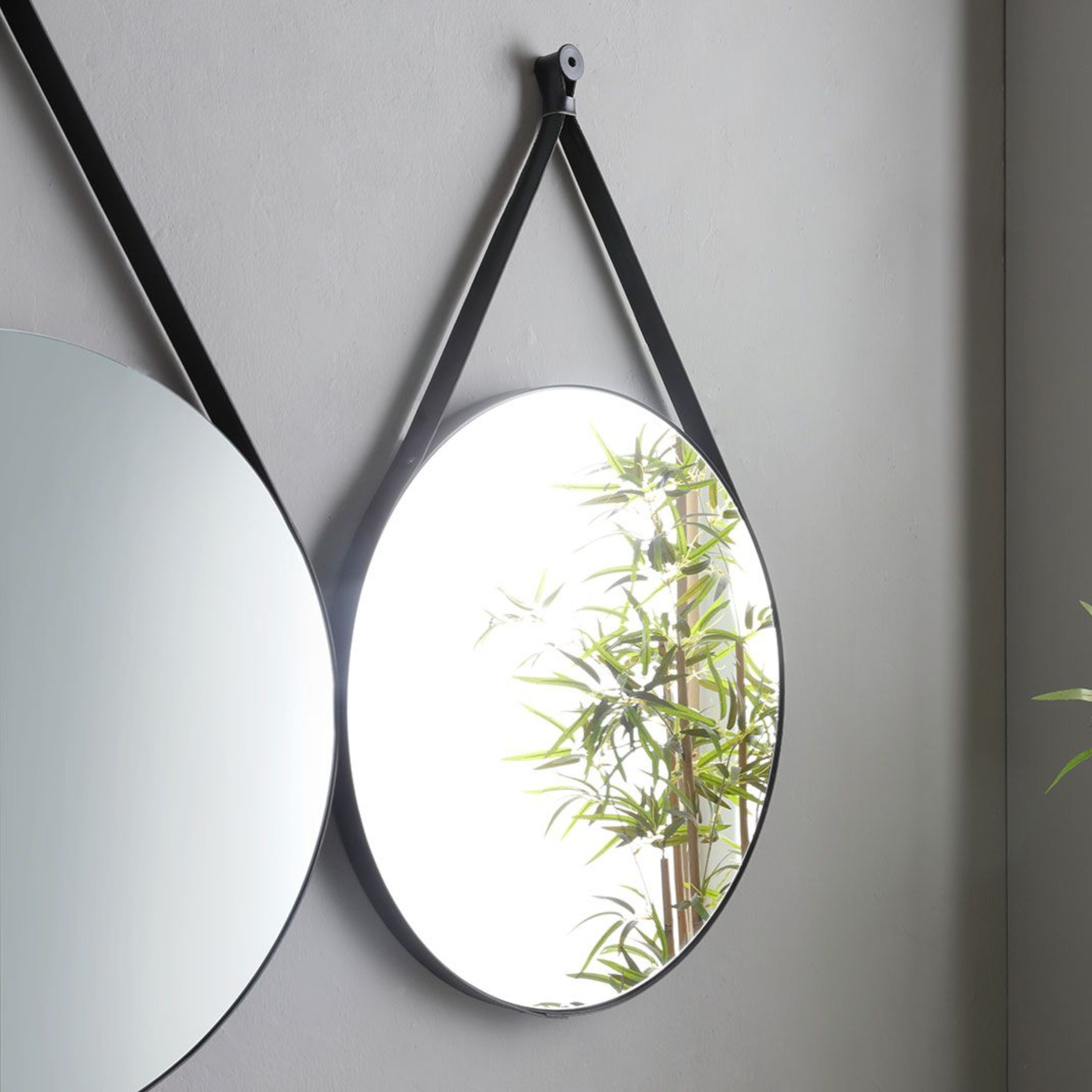 "Naxos" 120cm grey wall-hung bathroom cabinet with double matt black square sink and round mirrors