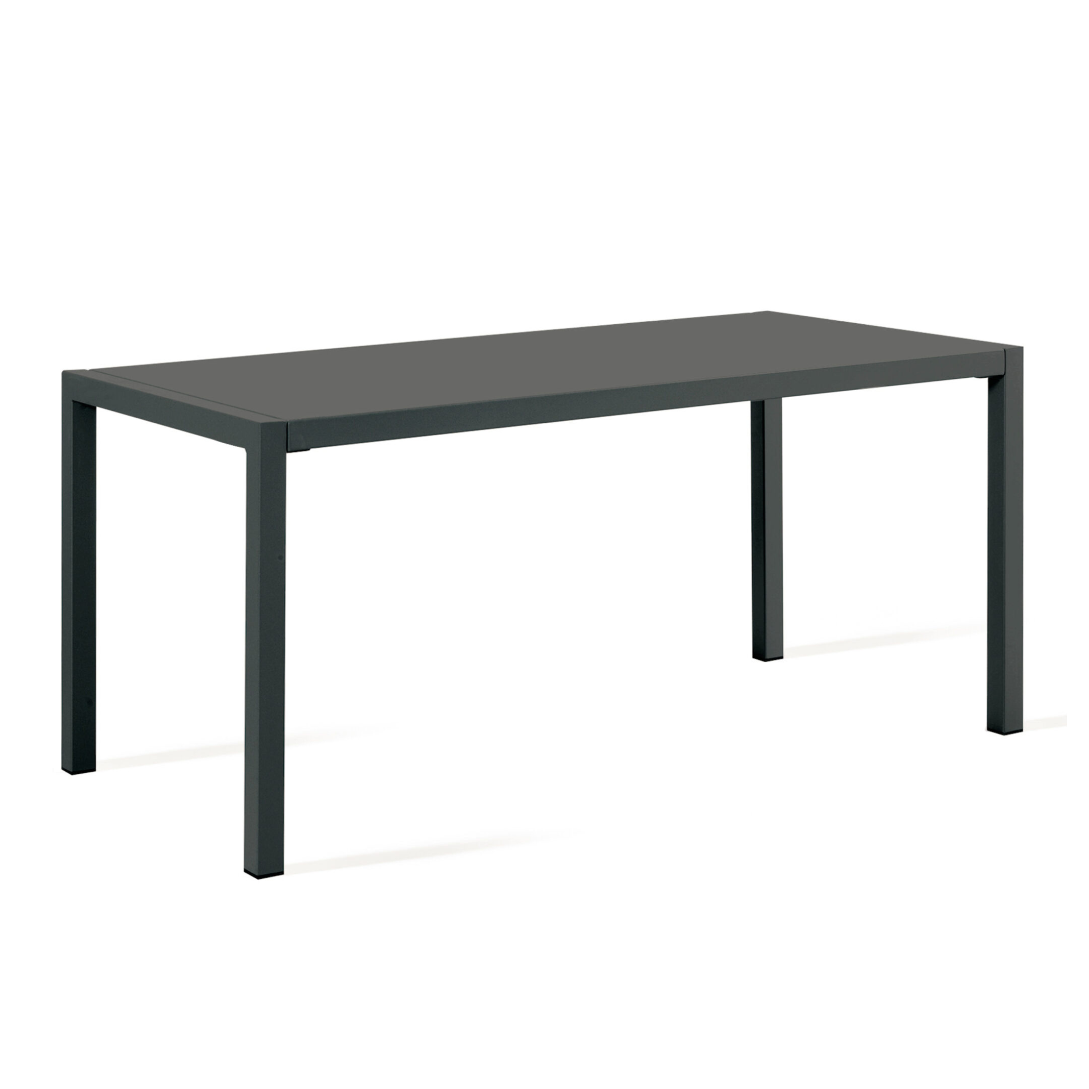 "Quatris" modern fixed rectangular metal garden table, stackable, 75 cm high.