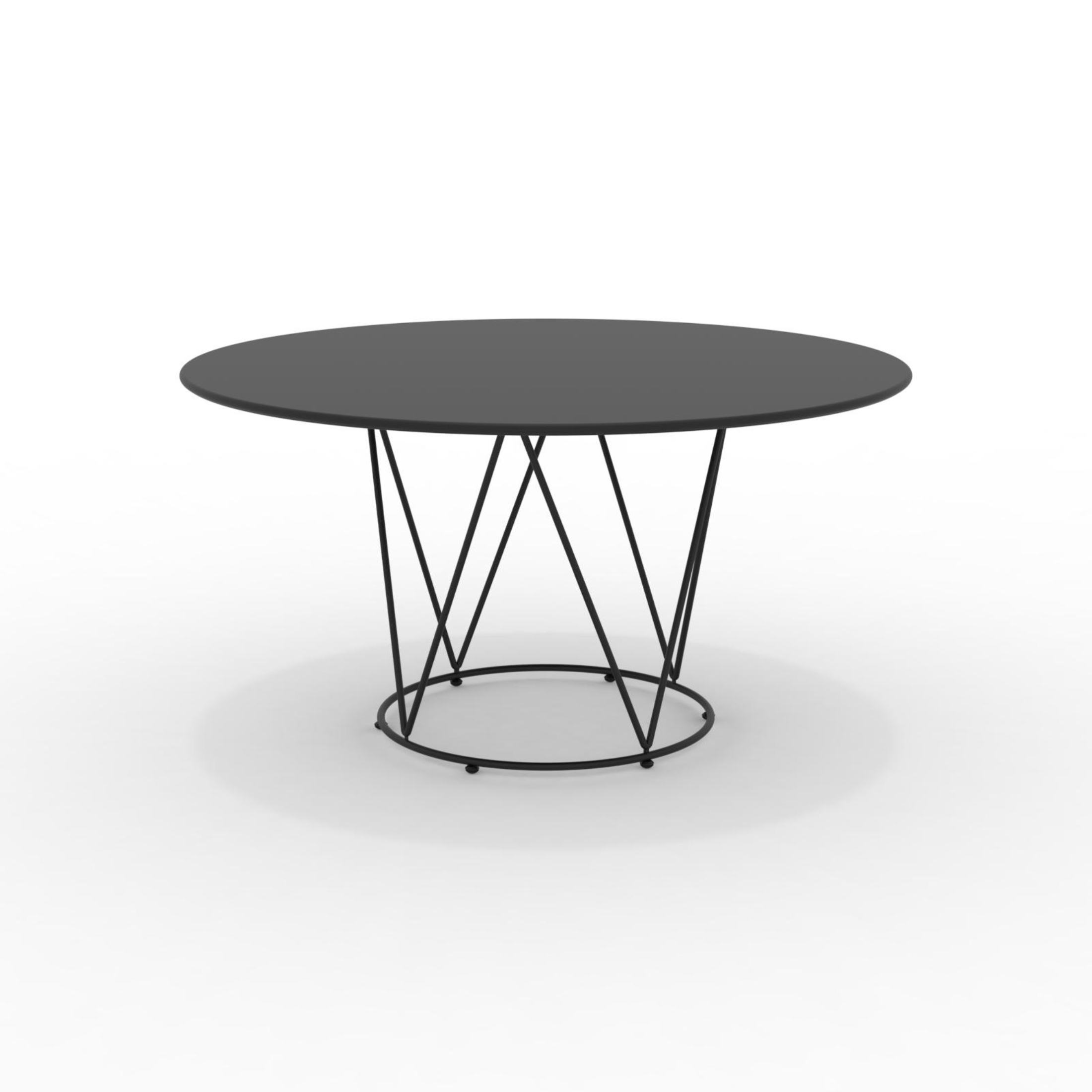 "Daisy6" round dismountable garden table in galvanized metal with pedestal