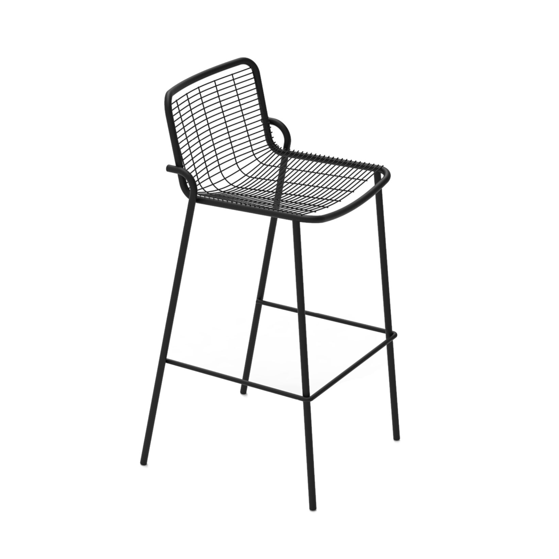 Set of "Roma" stackable painted metal garden stools, 50x52 cm, 100 cm high.