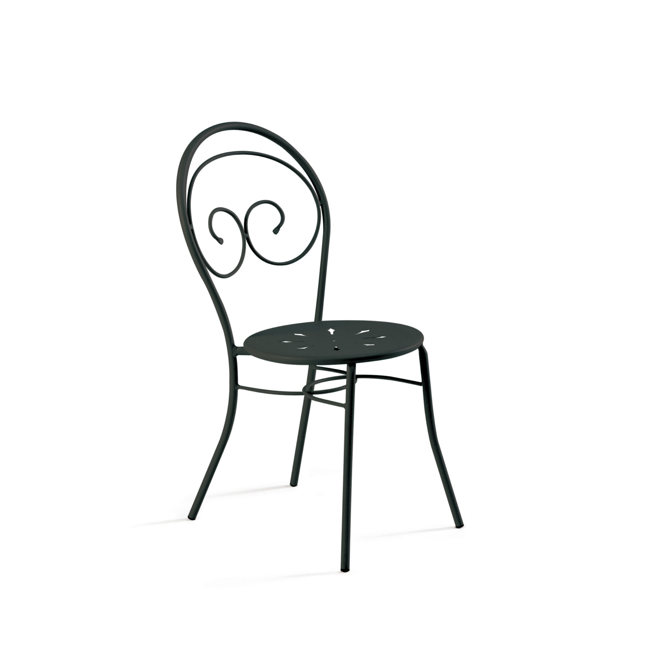 Set of classic "Mimmo" garden chairs in painted metal, stackable, 43x52 cm, 89h