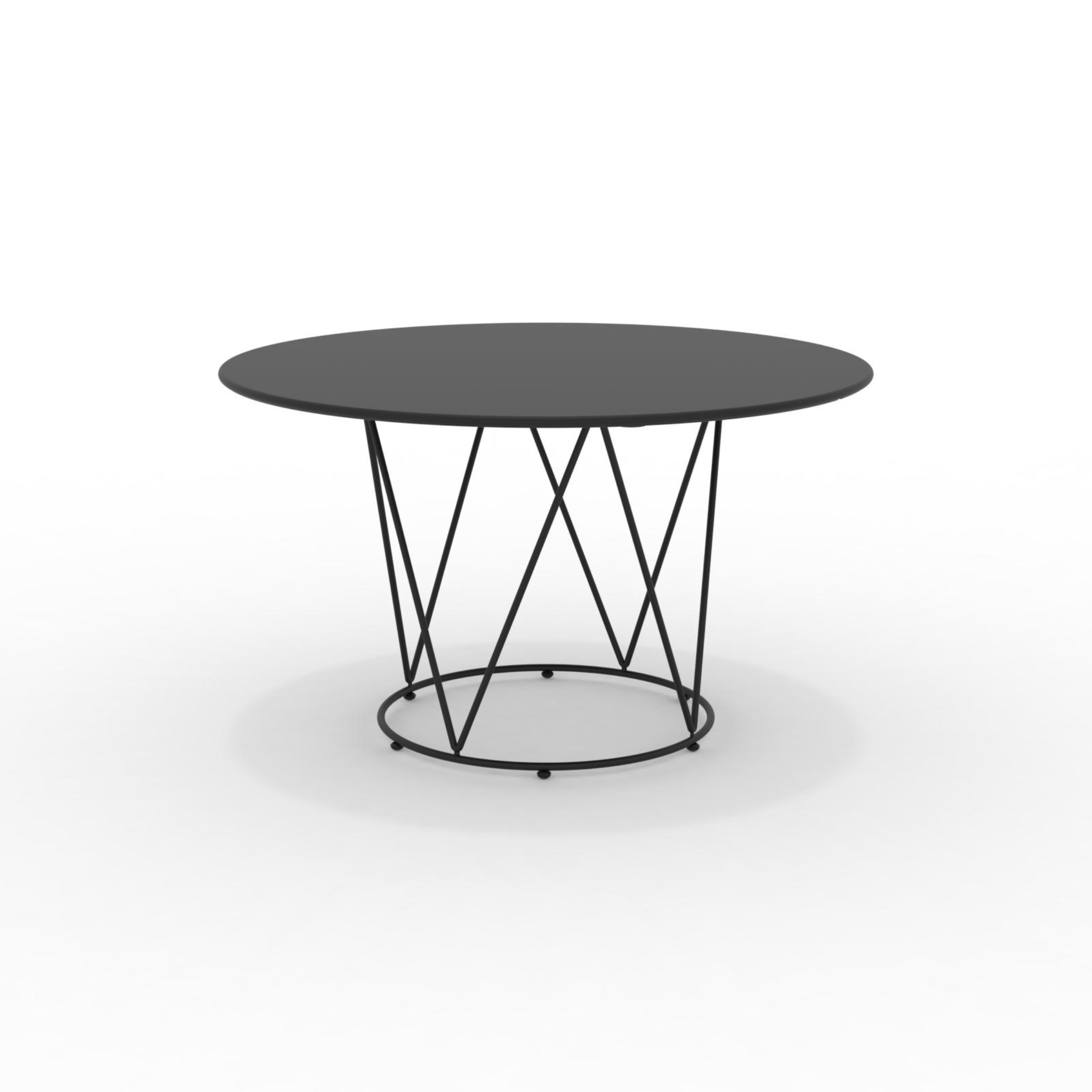 "Daisy6" round dismountable garden table in galvanized metal with pedestal