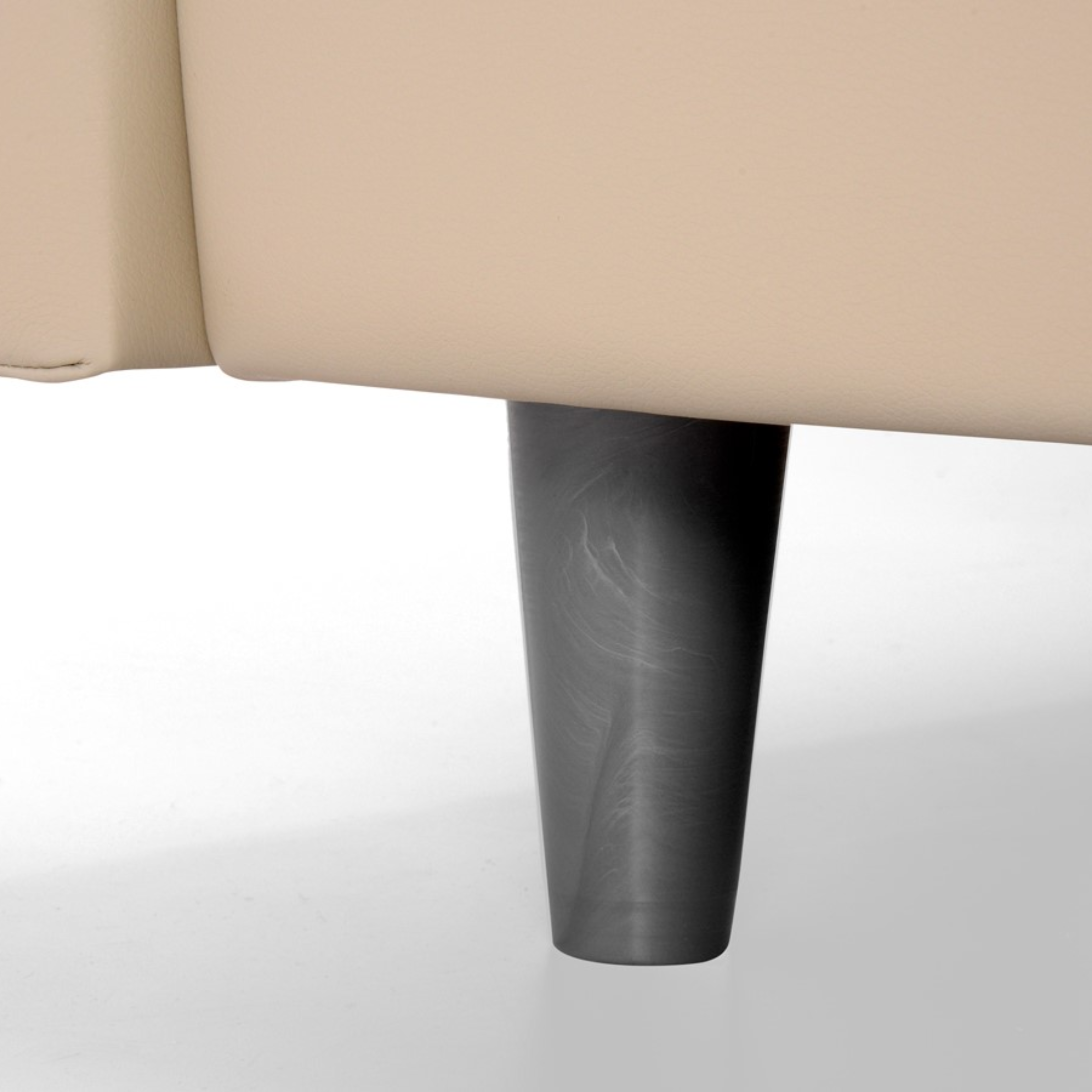 "New York" storage bed with microfibre upholstery and conical foot