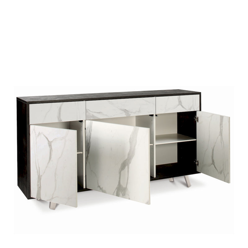 Wooden cabinet 3 doors 3 drawers "Angy" push drawer cm 164x41 92h