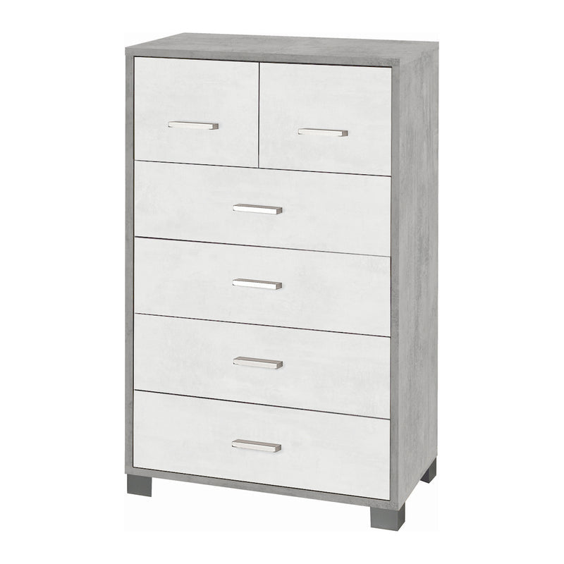 "Dublin" 4+2 drawer cabinet with wooden feet, 70x41 cm, 112 cm high