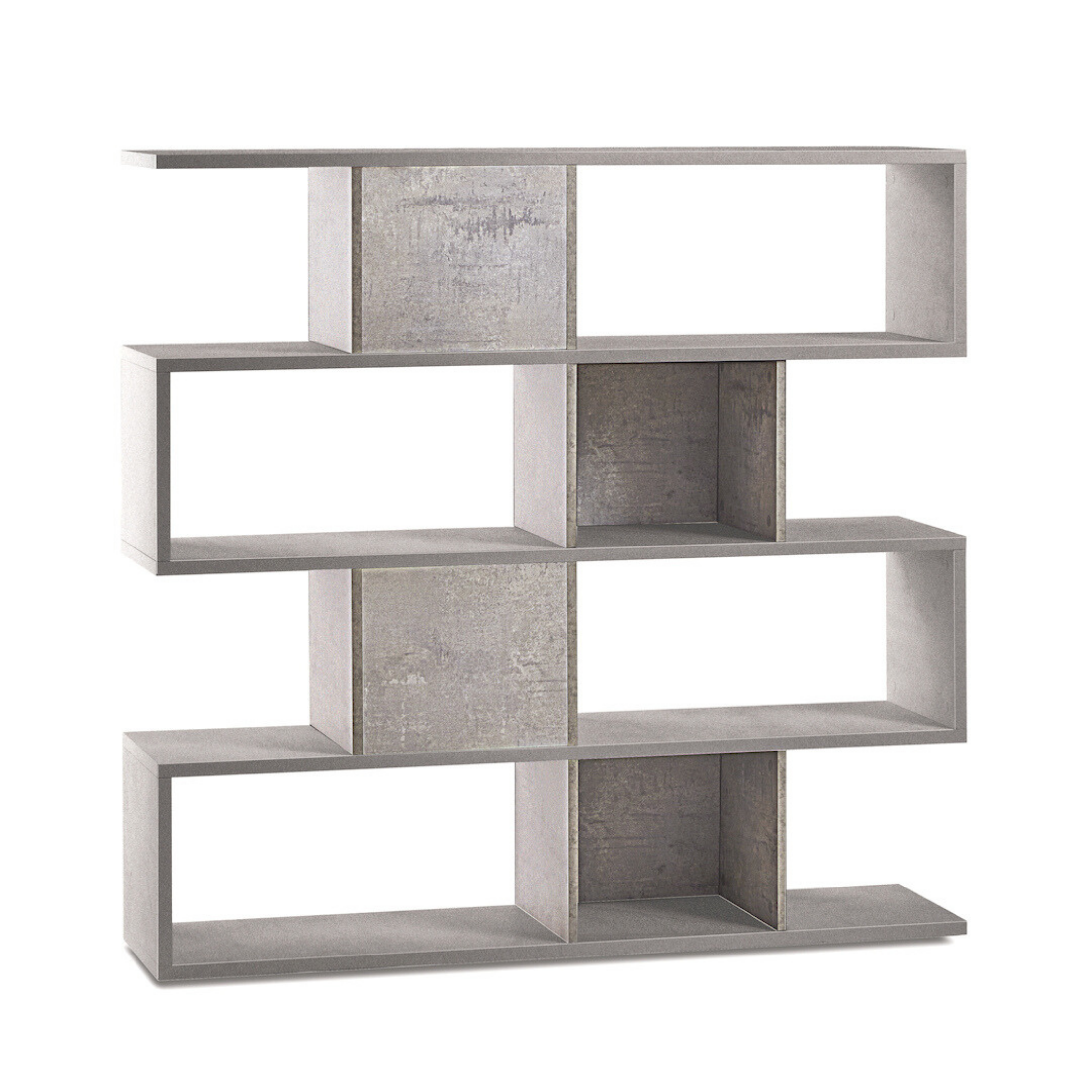 "Riflessioni" modular wooden dividing bookcase, 4 shelves, modern, 150x38 cm, 144 cm high