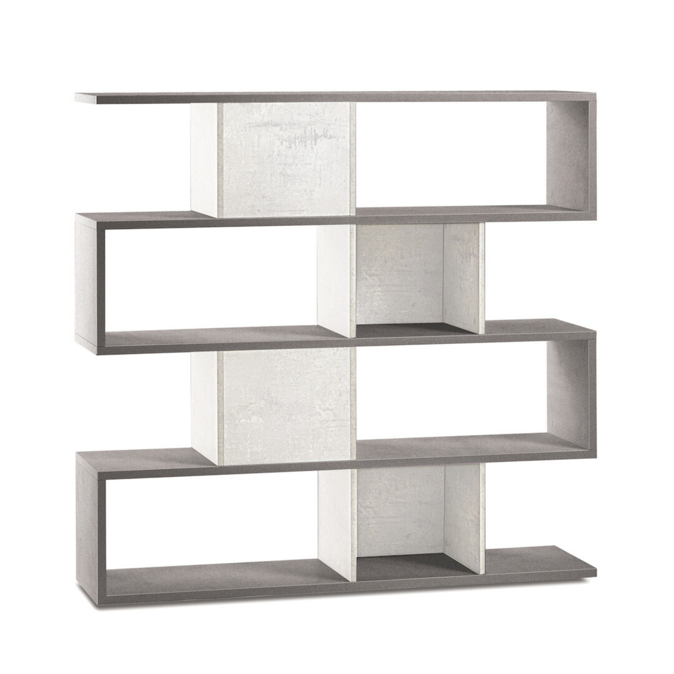 "Riflessioni" modular wooden dividing bookcase, 4 shelves, modern, 150x38 cm, 144 cm high