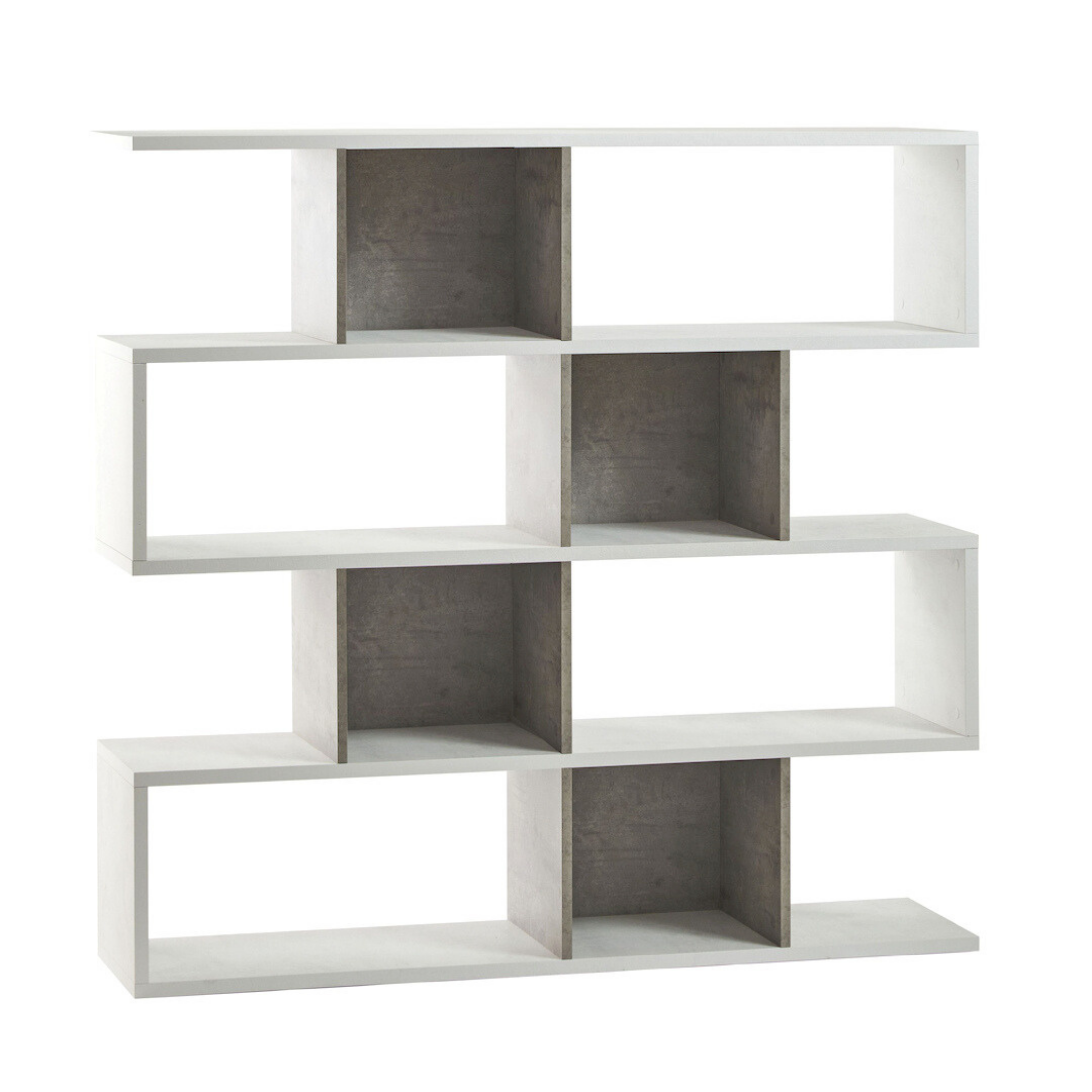 "Riflessioni" modular wooden dividing bookcase, 4 shelves, modern, 150x38 cm, 144 cm high