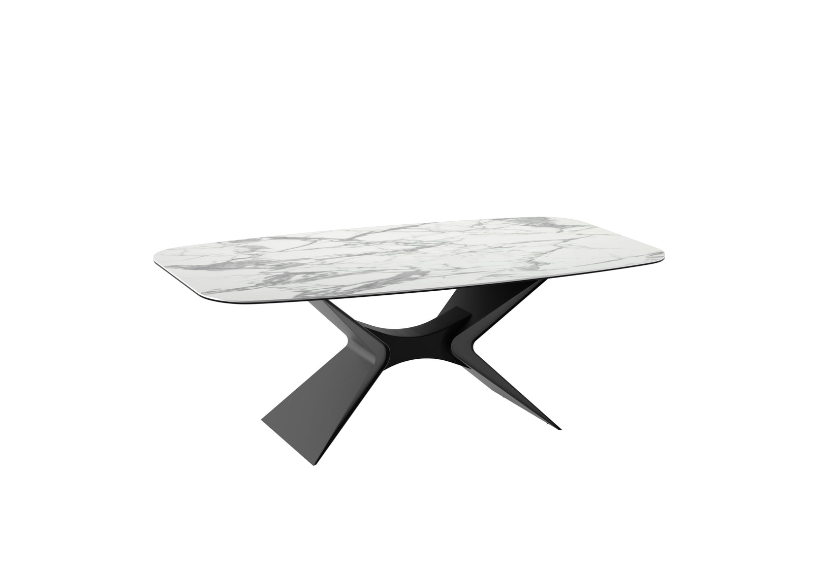 Tavolo fisso "Atlante" con top lucido in ceramica su vetro con struttura in metallo verniciato