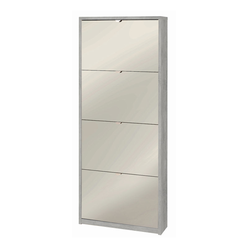 "Diana1" 4-door mirrored shoe rack in wood, 63x18 cm, 154h