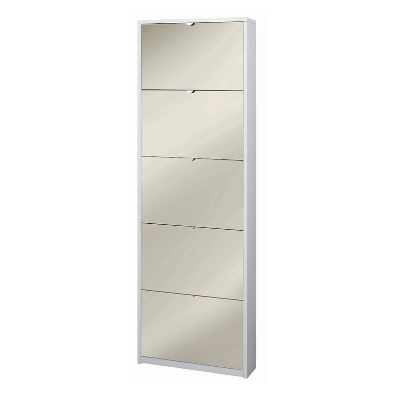 "Melissa" modern mirrored shoe rack with 5 wooden doors, 63x18 cm, 190 cm high.