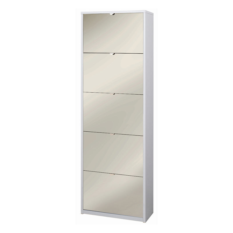"Pegaso1" 5-door mirrored shoe rack in wood, 63x29 cm, 190 cm high.