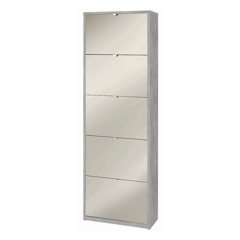 "Pegaso1" 5-door mirrored shoe rack in wood, 63x29 cm, 190 cm high.