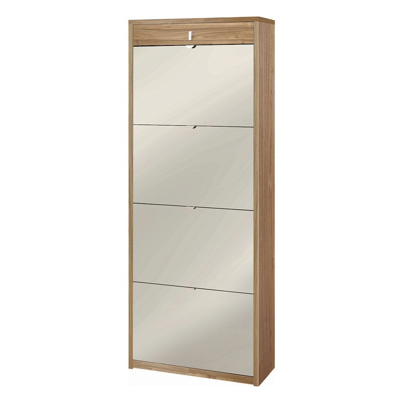 "Zoe" 4-door mirrored shoe rack with 1 wooden drawer, 63x29 cm, 164 cm high