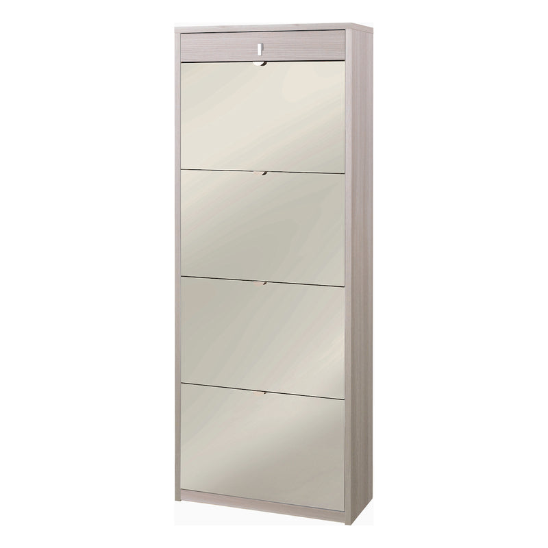 "Zoe" 4-door mirrored shoe rack with 1 wooden drawer, 63x29 cm, 164 cm high