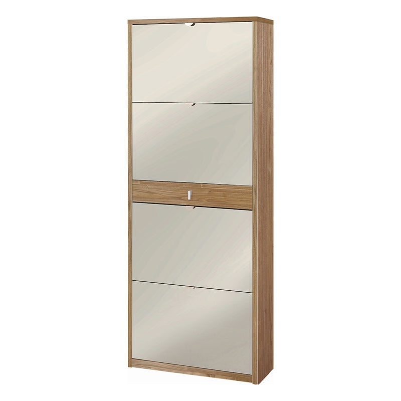 Zapatero 4 puertas espejo "Vittoria" 1 cajón madera 63x29 cm 164h