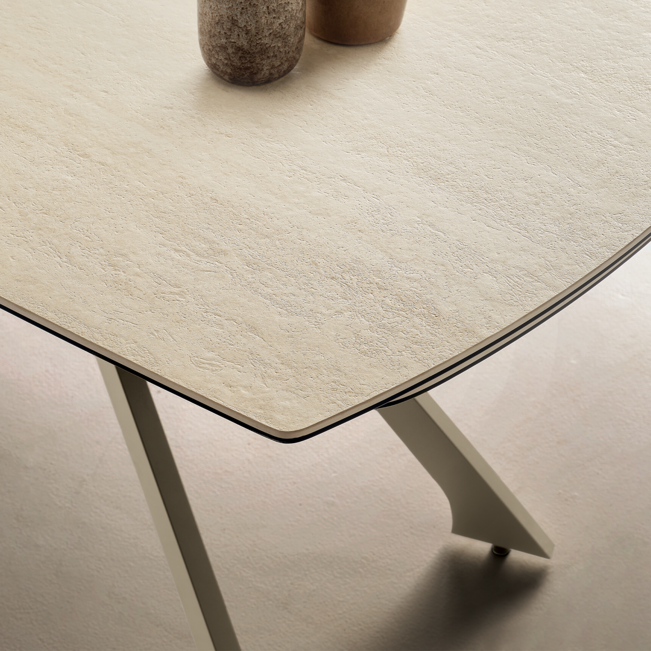 Extendable dining table "Nido" with marble-effect stoneware top, 160/240x90 cm, 77h
