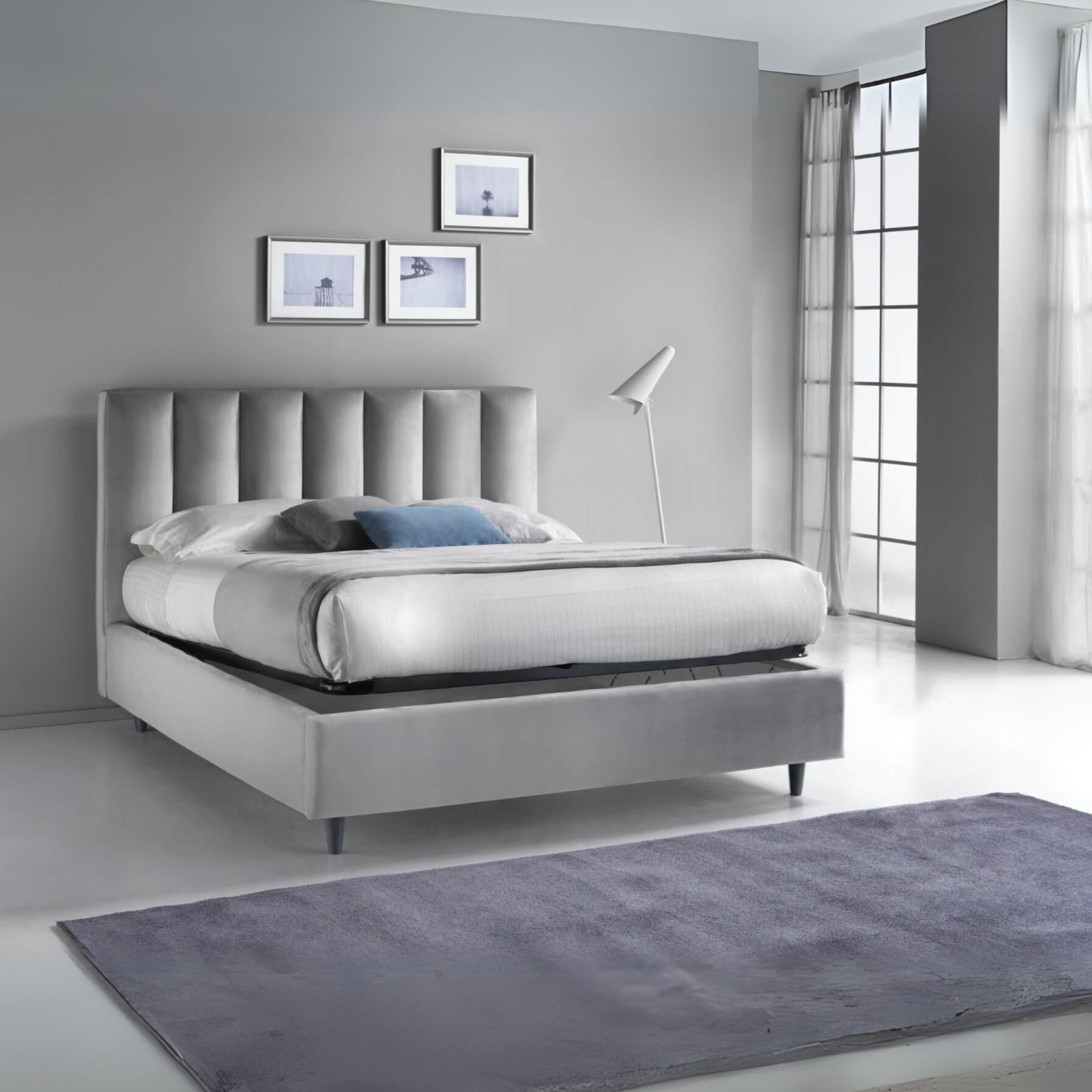 "Paris" storage bed in velvet