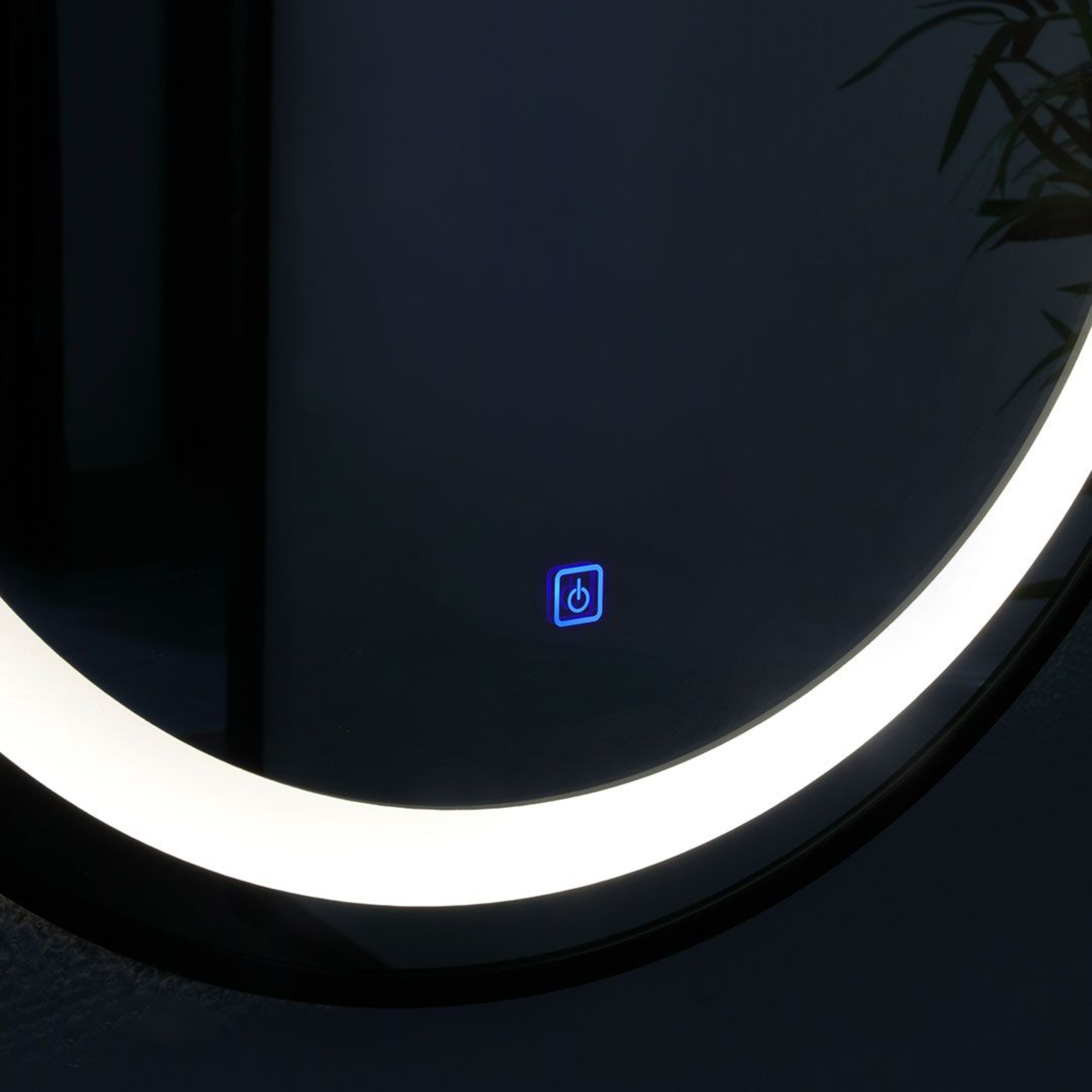 "Paros" 80cm wall-hung bathroom cabinet in fossil oak with round white sink and mirror