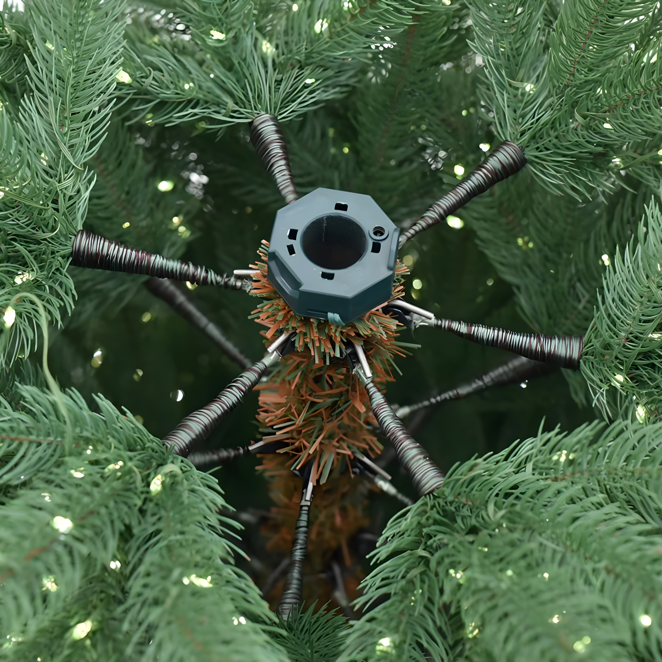 "Power" Christmas tree with built-in micro LEDs 100% PE real touch effect