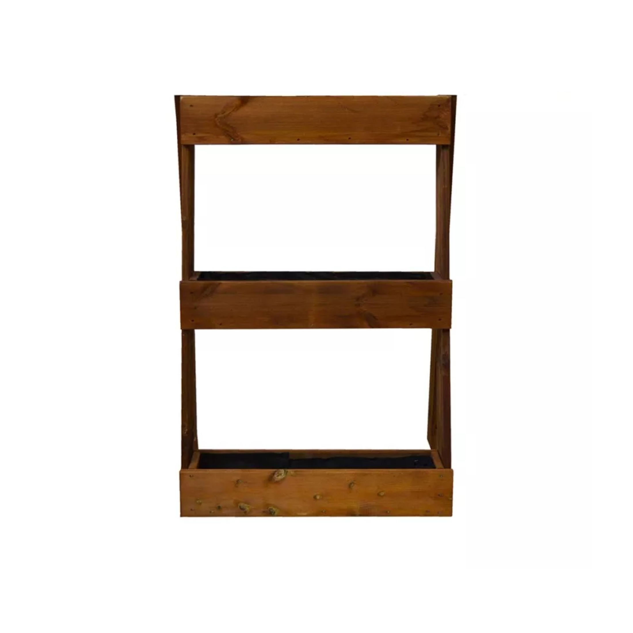 "Prato" sloping pine wood planter for garden or balcony, chestnut color