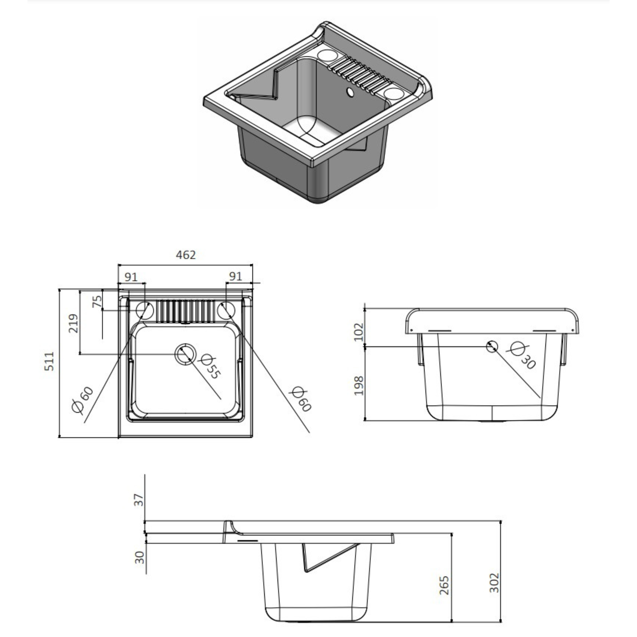 "Bros" wooden indoor washing machine with sliding basket, 45x50 cm, 85 cm high