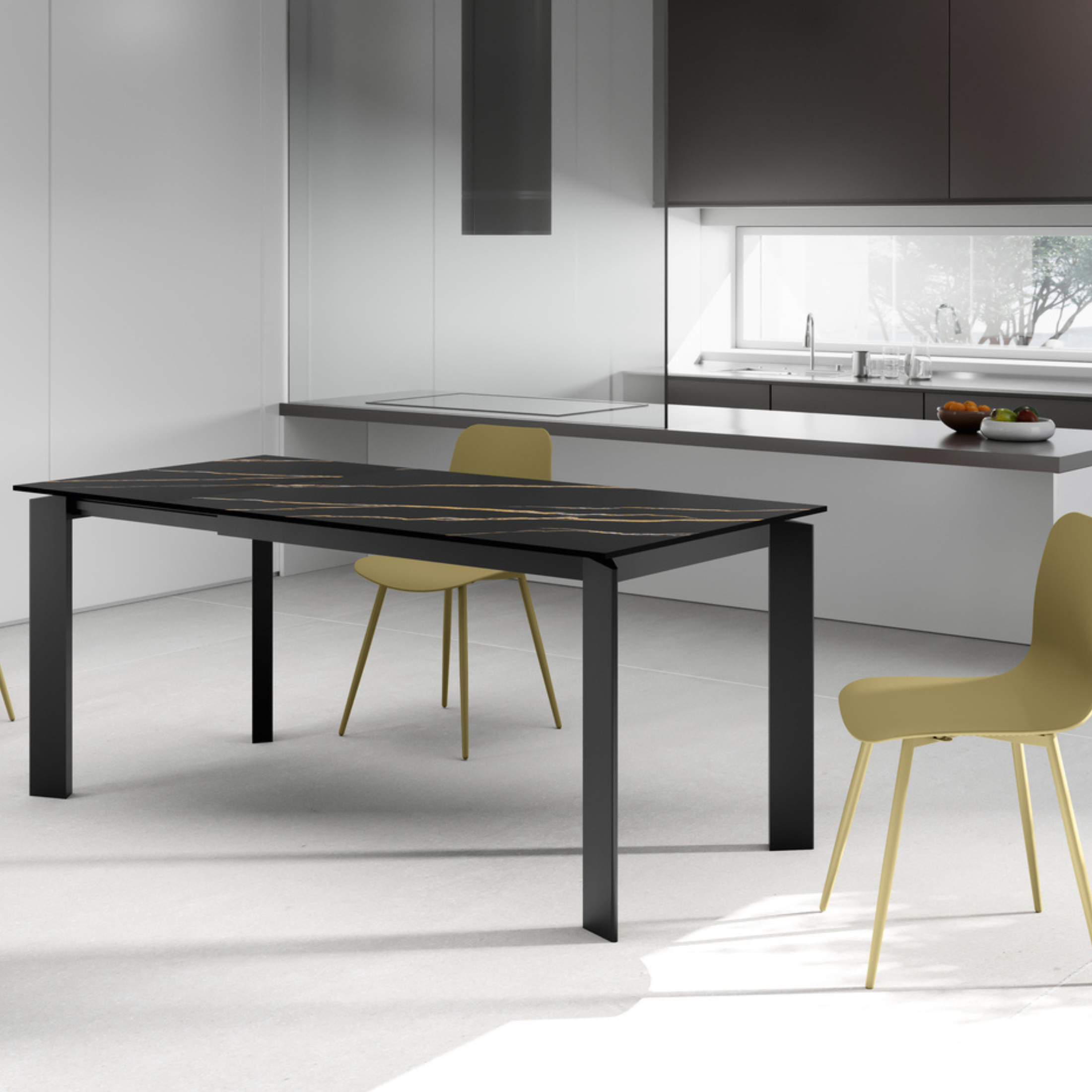 Tavolo elegante allungabile in ceramica "Digits" 8 posti cm 120/170x80 75h