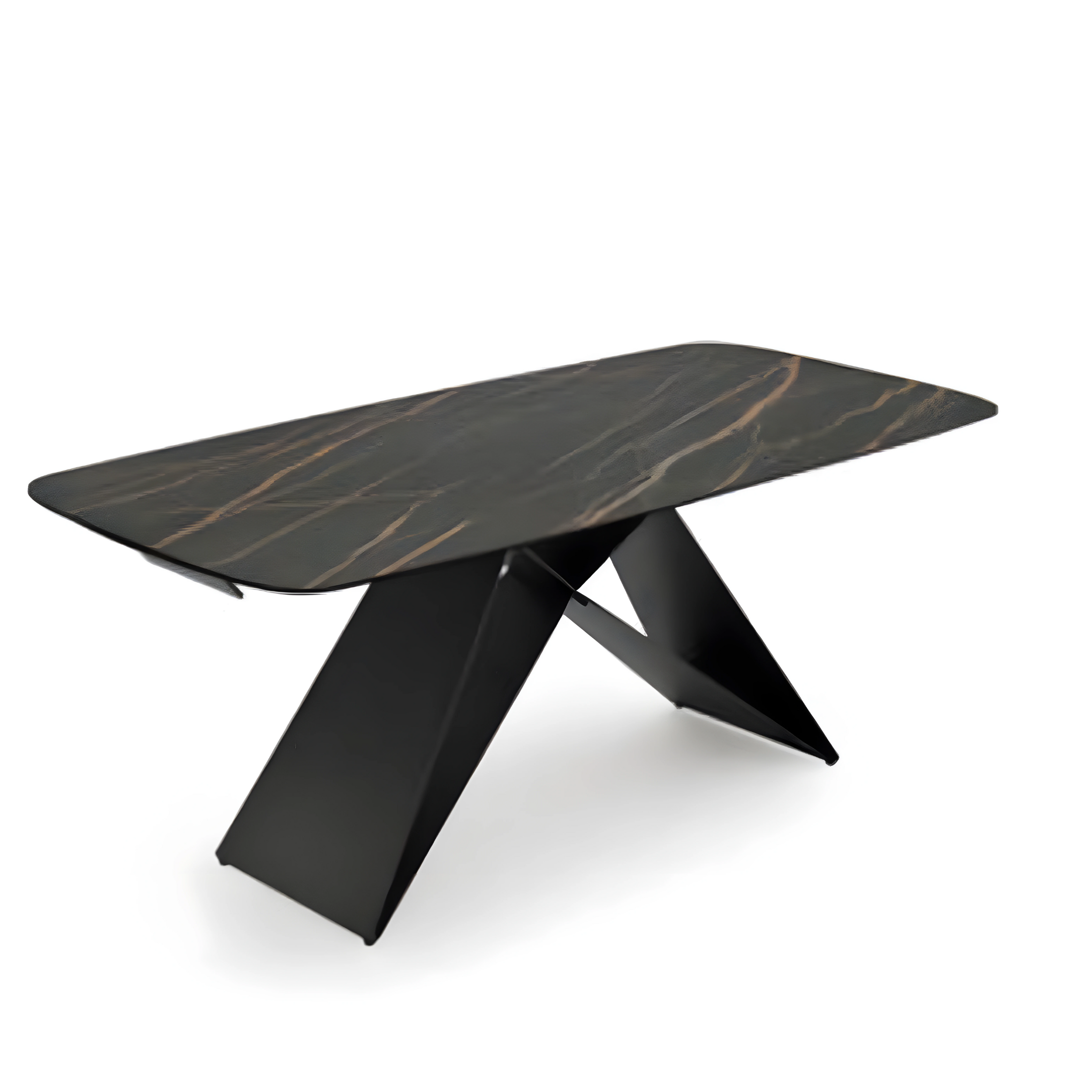 "Loyra" modern extendable table in ceramic on tempered glass, 200/280x100 cm, 76h