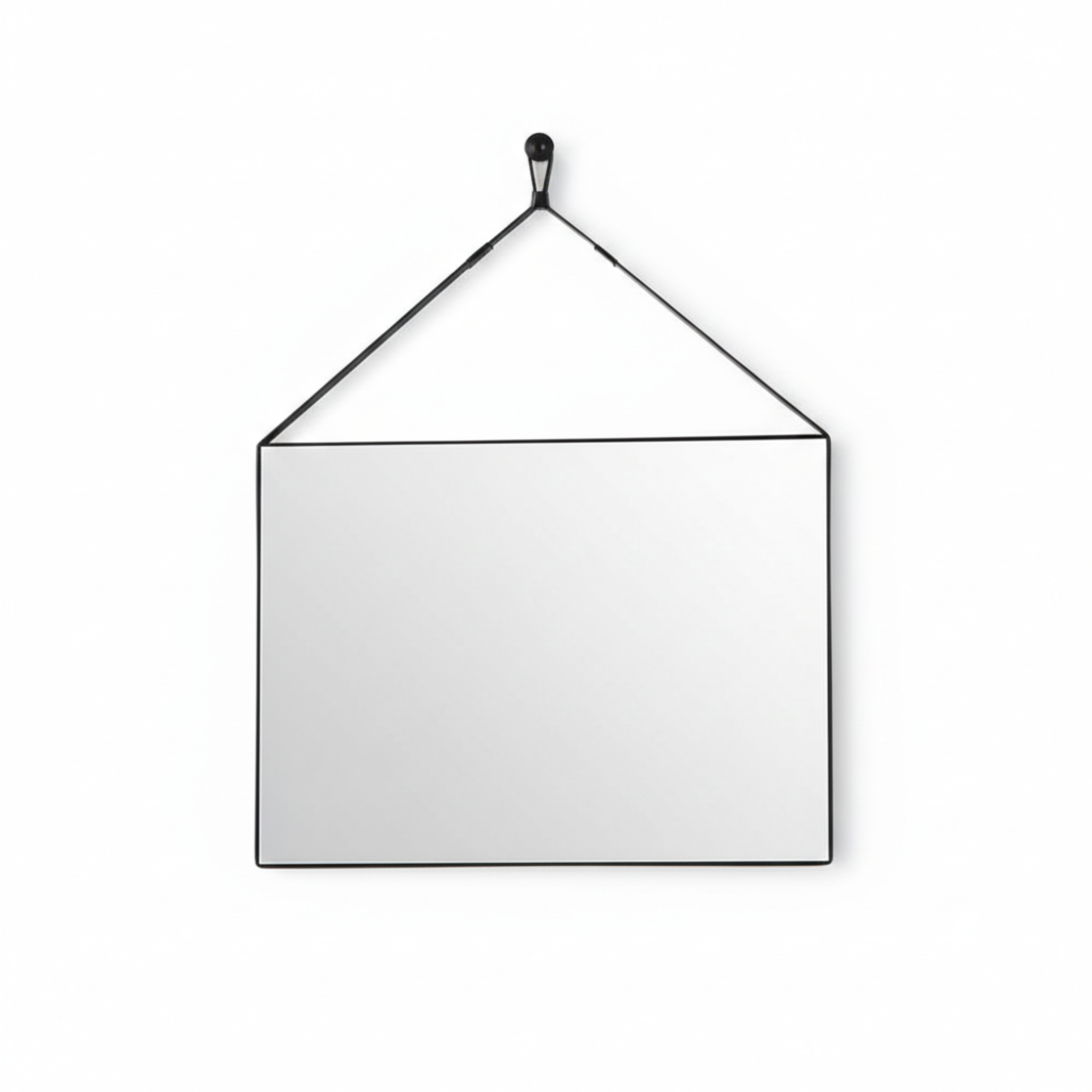Rectangular "Hillsboro" design mirror with black leather strap, 70x50 cm
