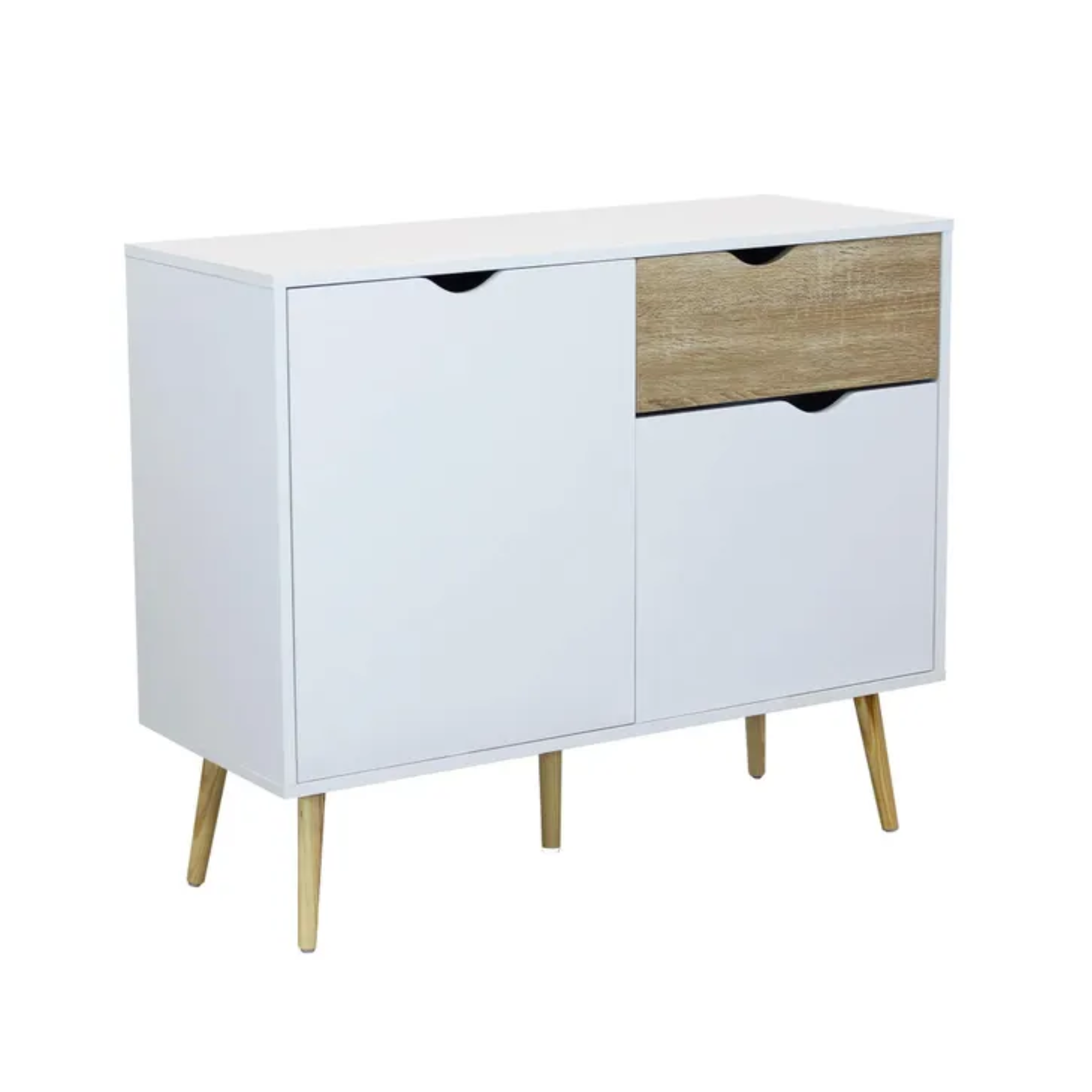 Credenza mobile Da soggiorno Madia Oslo in legno bianco rovere moderno