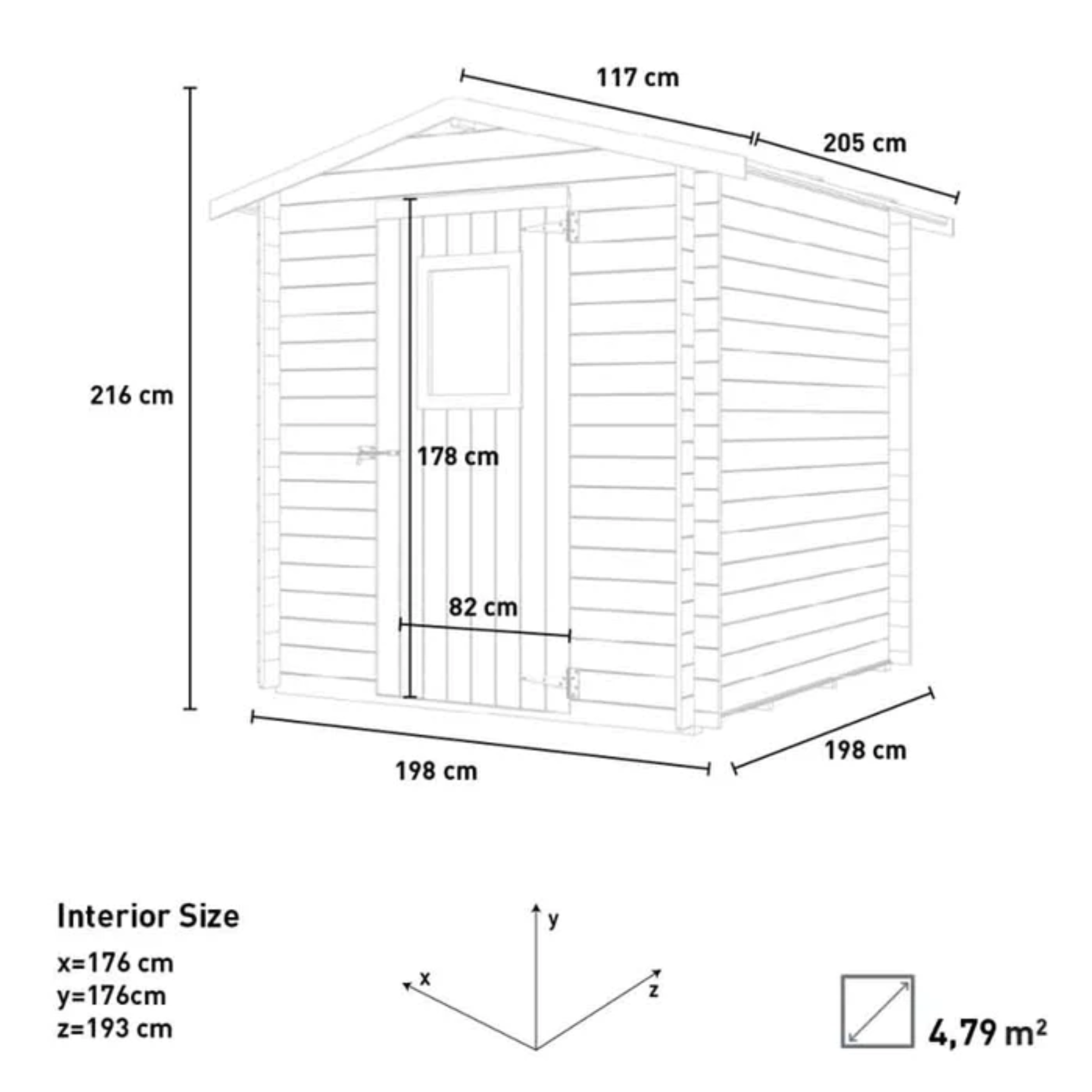 "Regis" garden house in rough fir, 200x200 cm, 200h