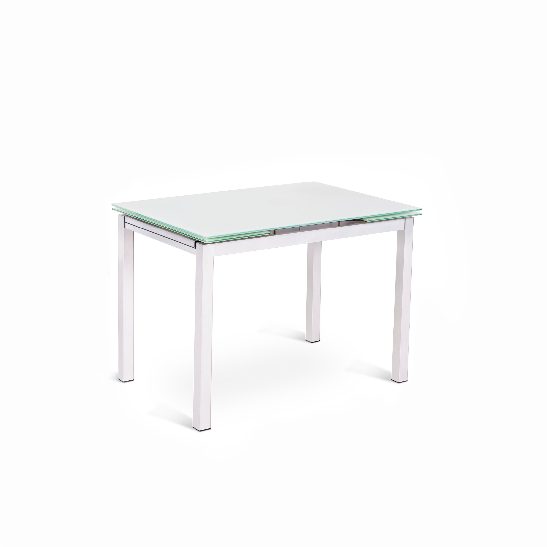 Extendable "Bali" table with tempered glass top and metal legs