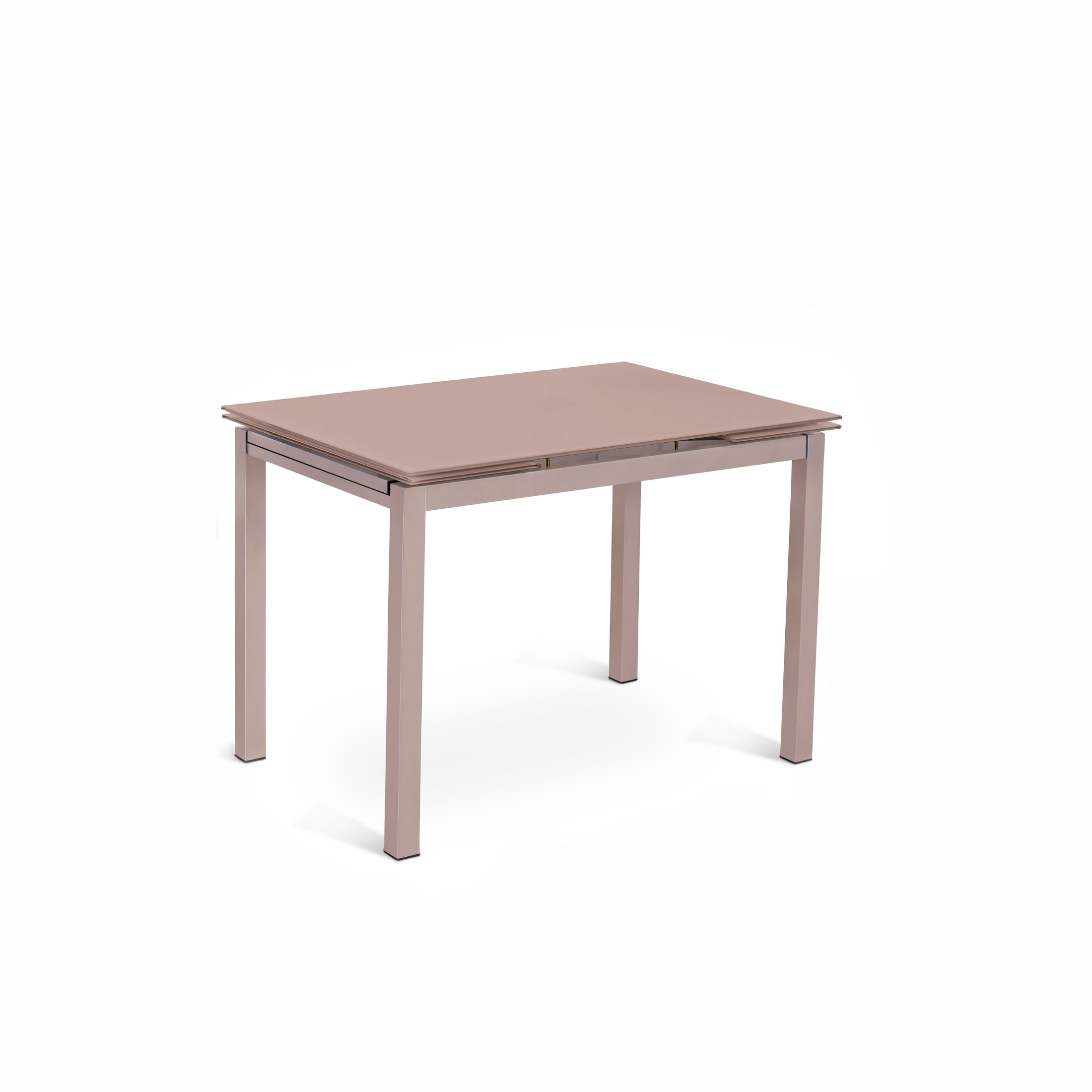 Extendable "Bali" table with tempered glass top and metal legs