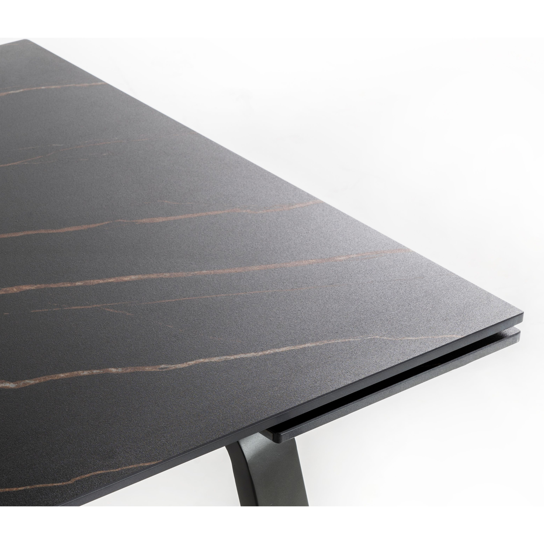 Extendable "Zante" table with marble-effect stone top, 200x80 cm, 76 cm high