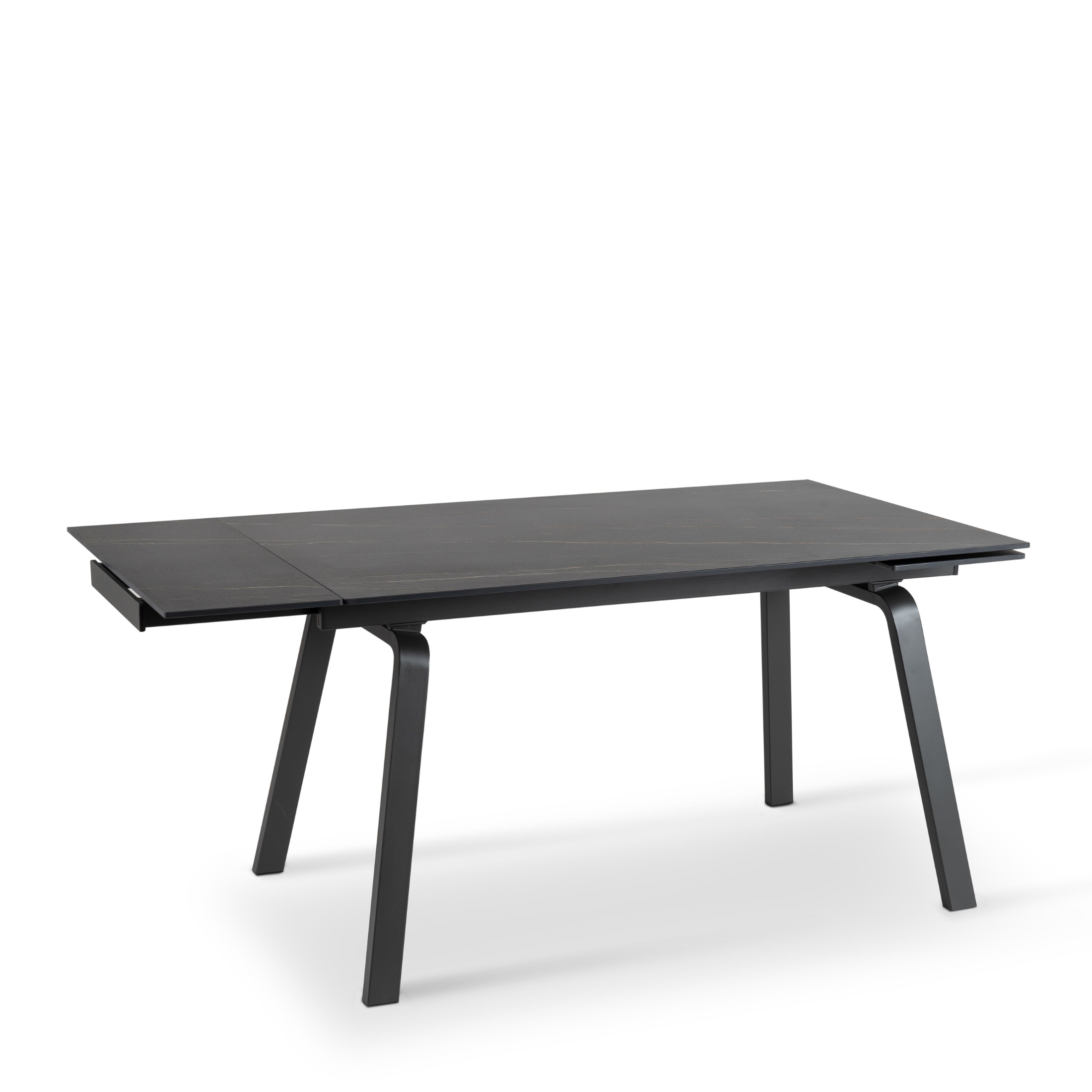 Extendable "Zante" table with marble-effect stone top, 200x80 cm, 76 cm high
