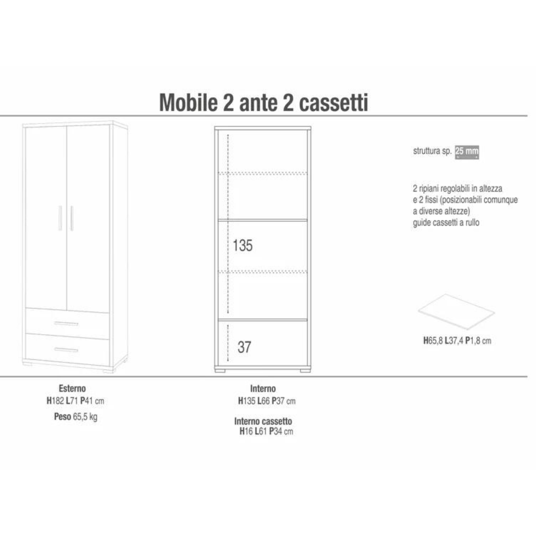 "OrganizedPro" 2-door, 2-drawer shoe rack, 71x41 cm, 182 cm high