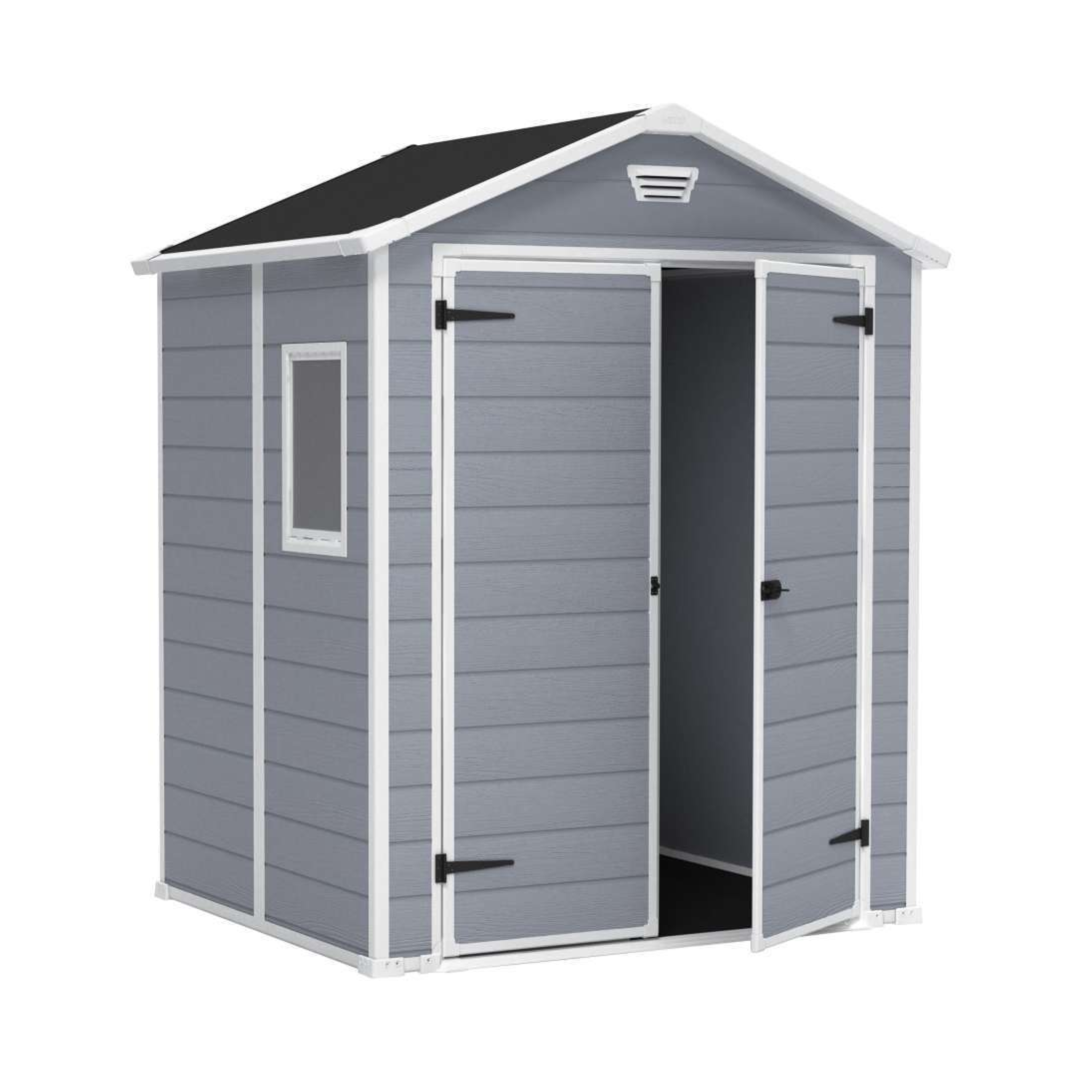 "Wood1" grey resin garden shed with 1 side window