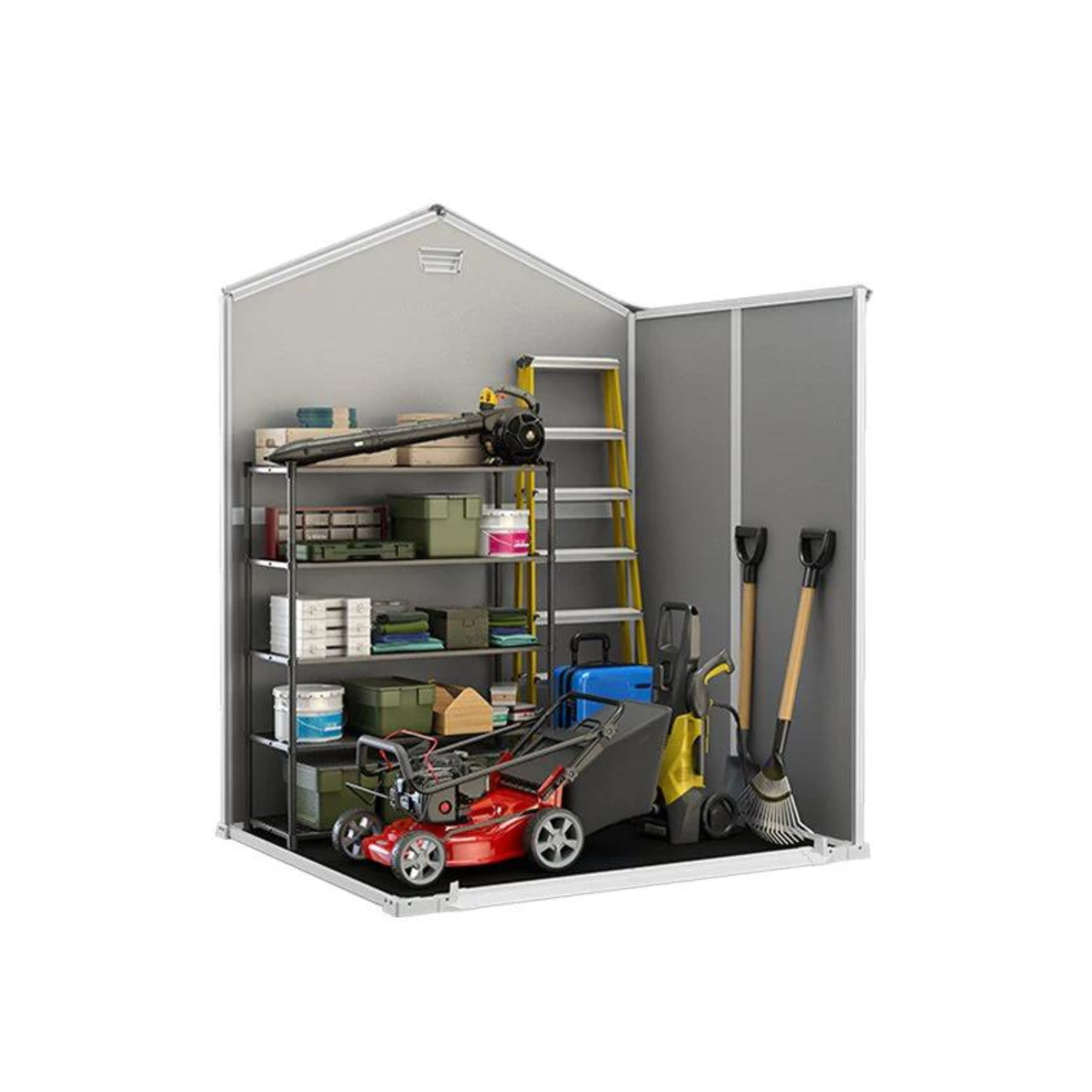 "Wood1" grey resin garden shed with 1 side window