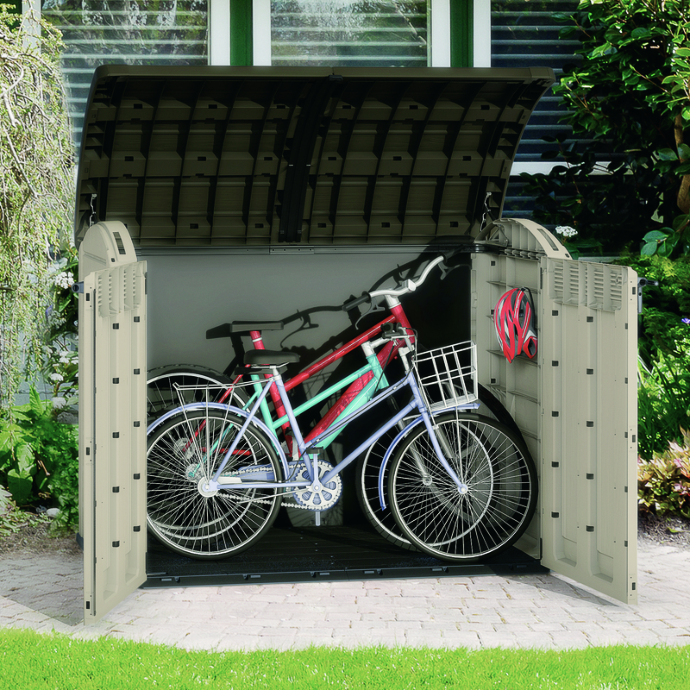 "Store" tool chest in beige resin, roomy 177x113 cm, 134h
