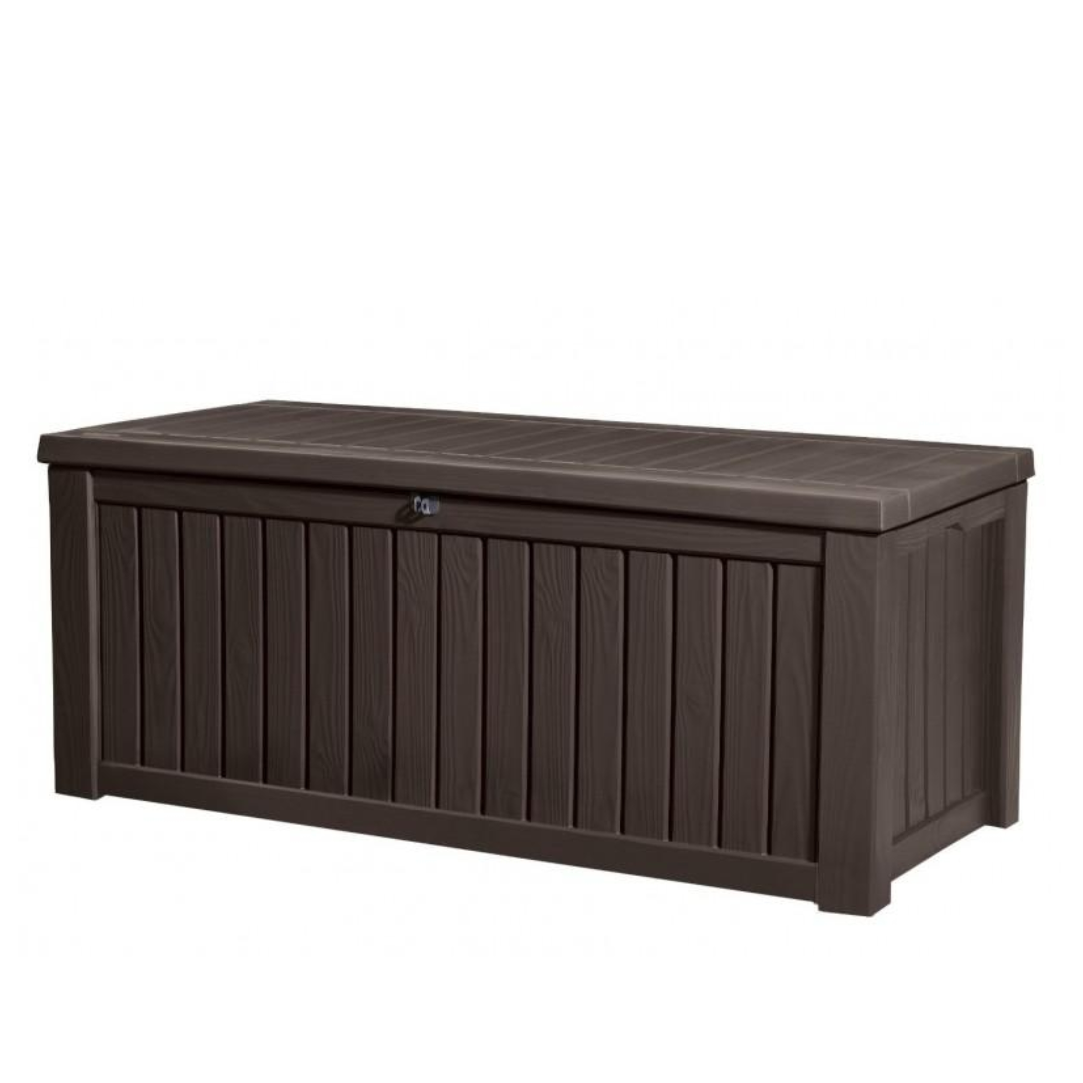 "Rock" outdoor resin trunk with wood effect, roomy 155x72.4 cm, 64.4 cm high