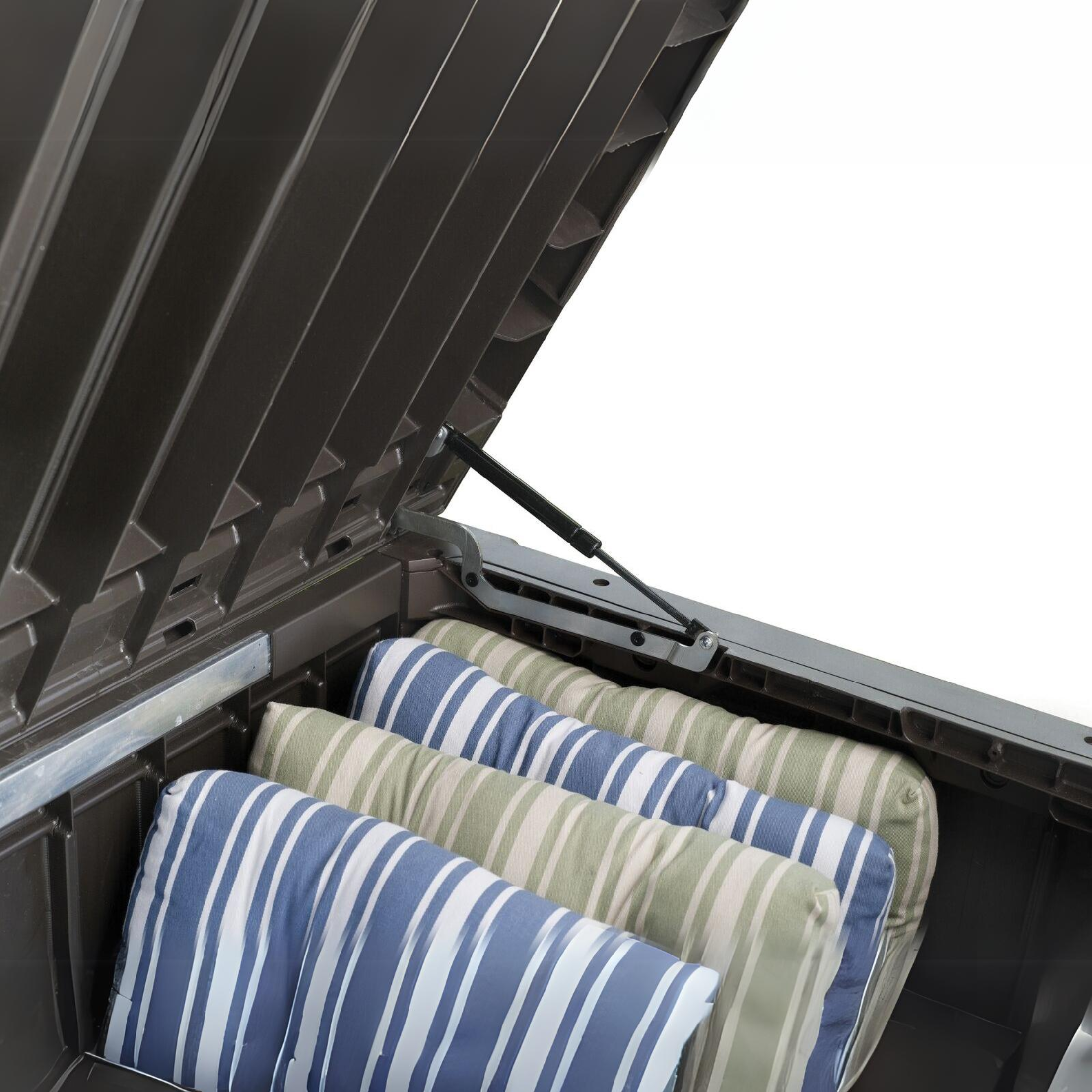 "Rock" outdoor resin trunk with wood effect, roomy 155x72.4 cm, 64.4 cm high