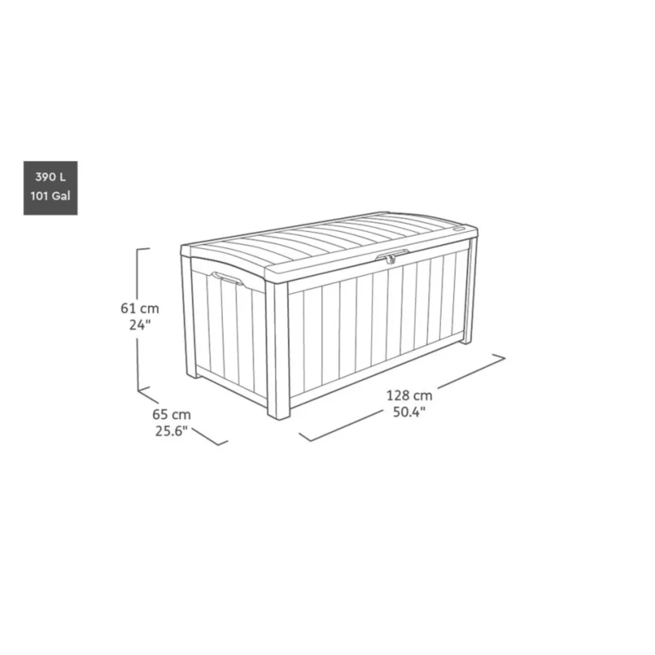 "Mood" wood-effect resin trunk for outdoor use, spacious, 128x65 cm, 61h