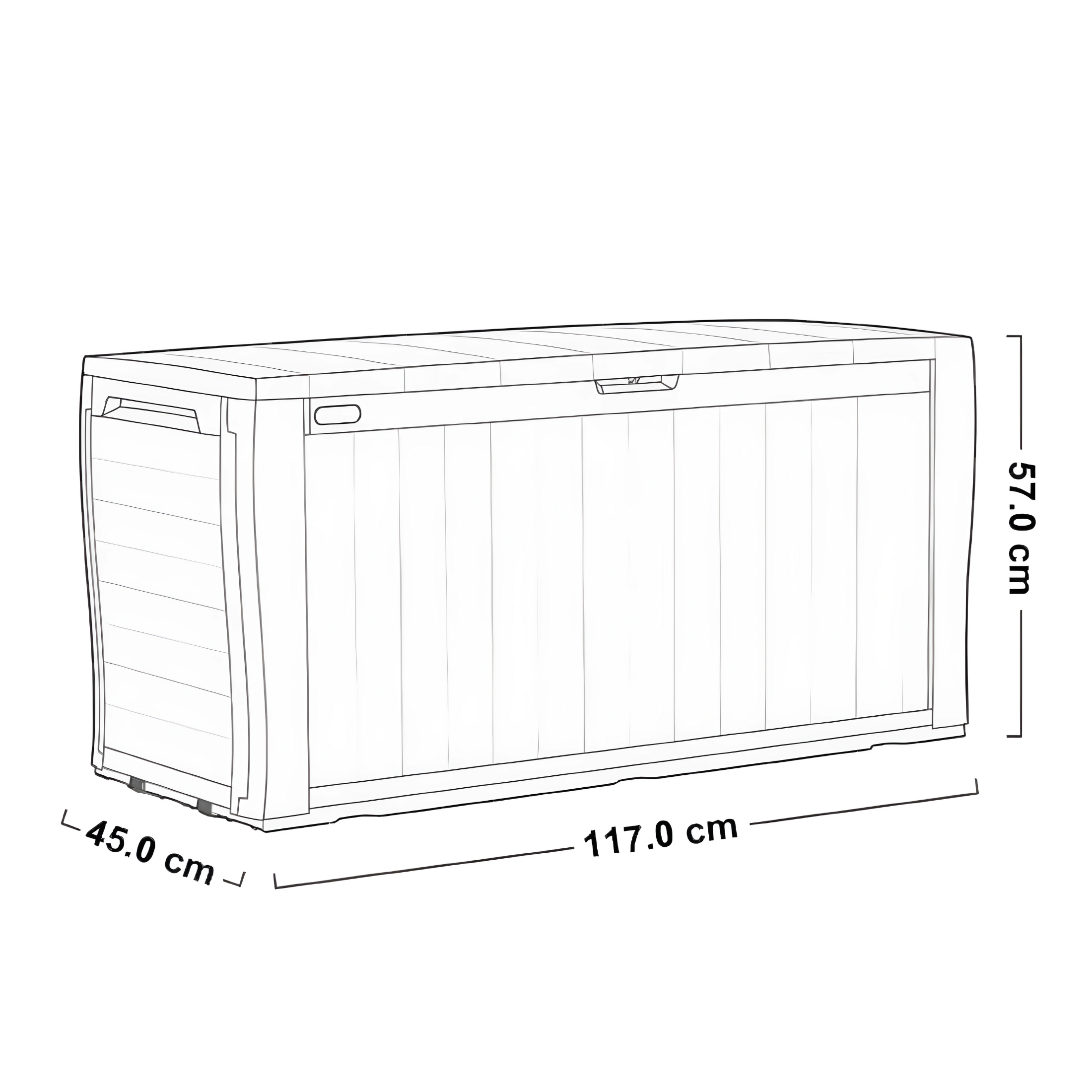 "Tropical" resin chest with wood effect, 117x45 cm, 57.5 cm high