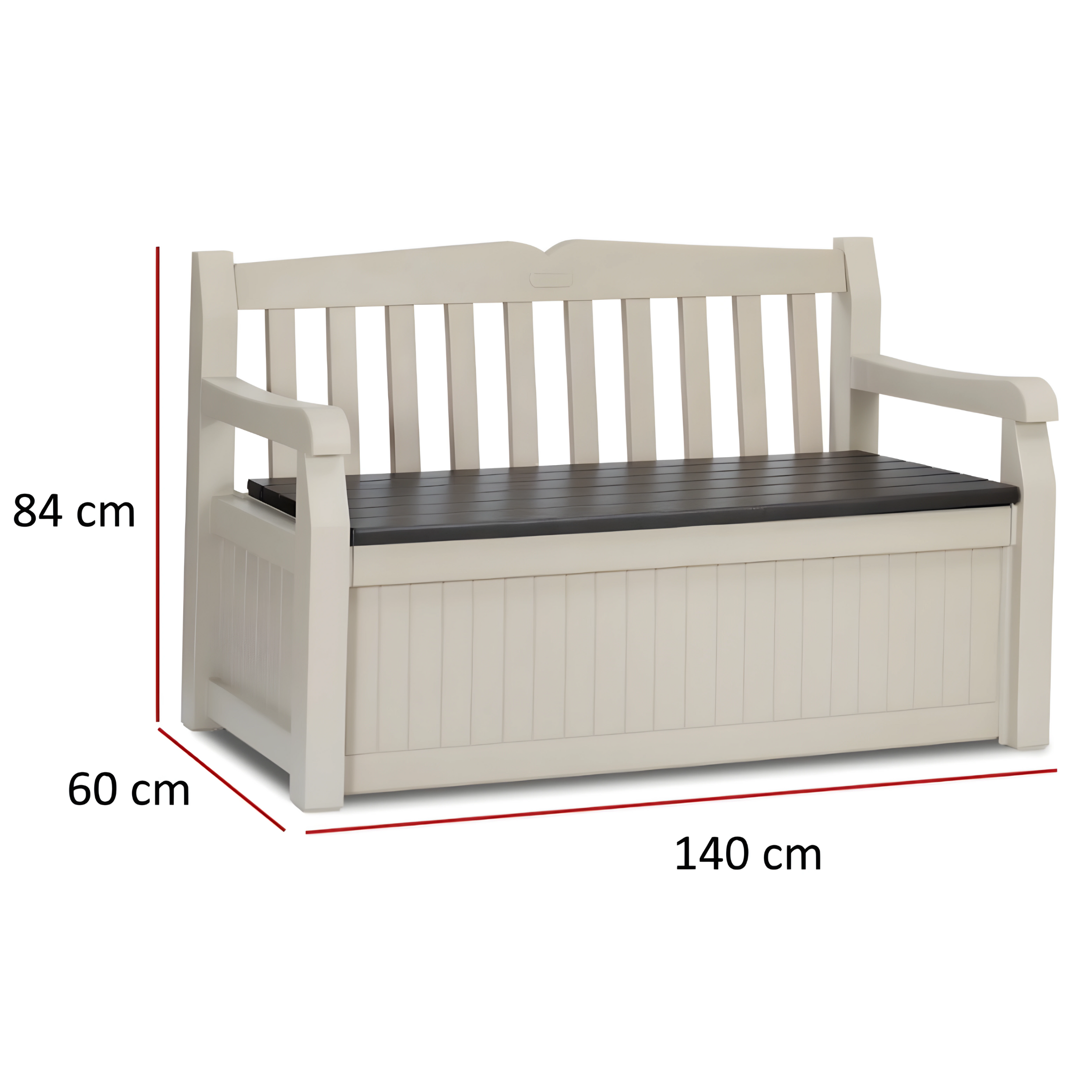 "Eden" outdoor chest in wood-effect resin, 140x60 cm, 84h