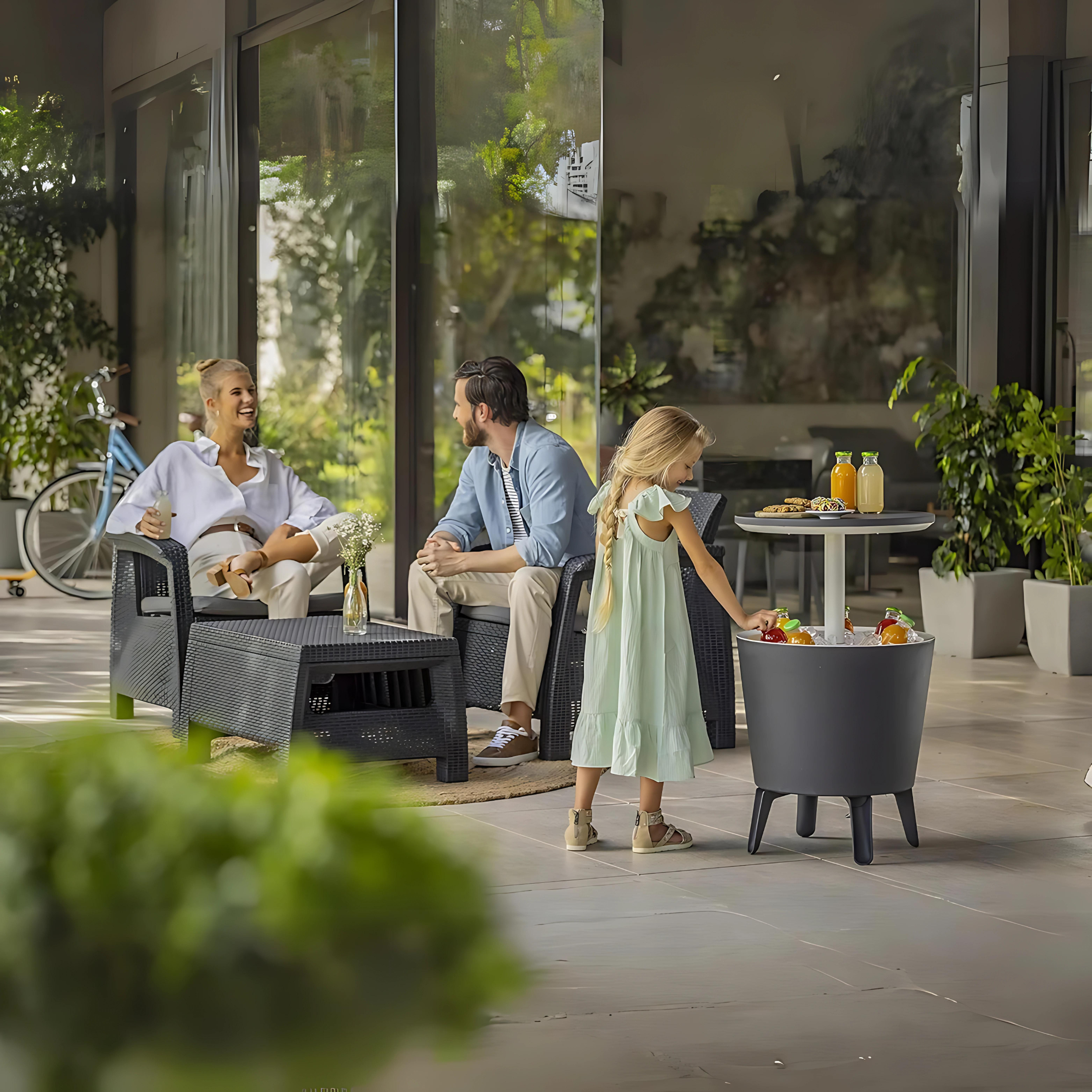 "Ice Bar" resin ice bucket table with liftable top 49.5x49.5 cm 84.5h