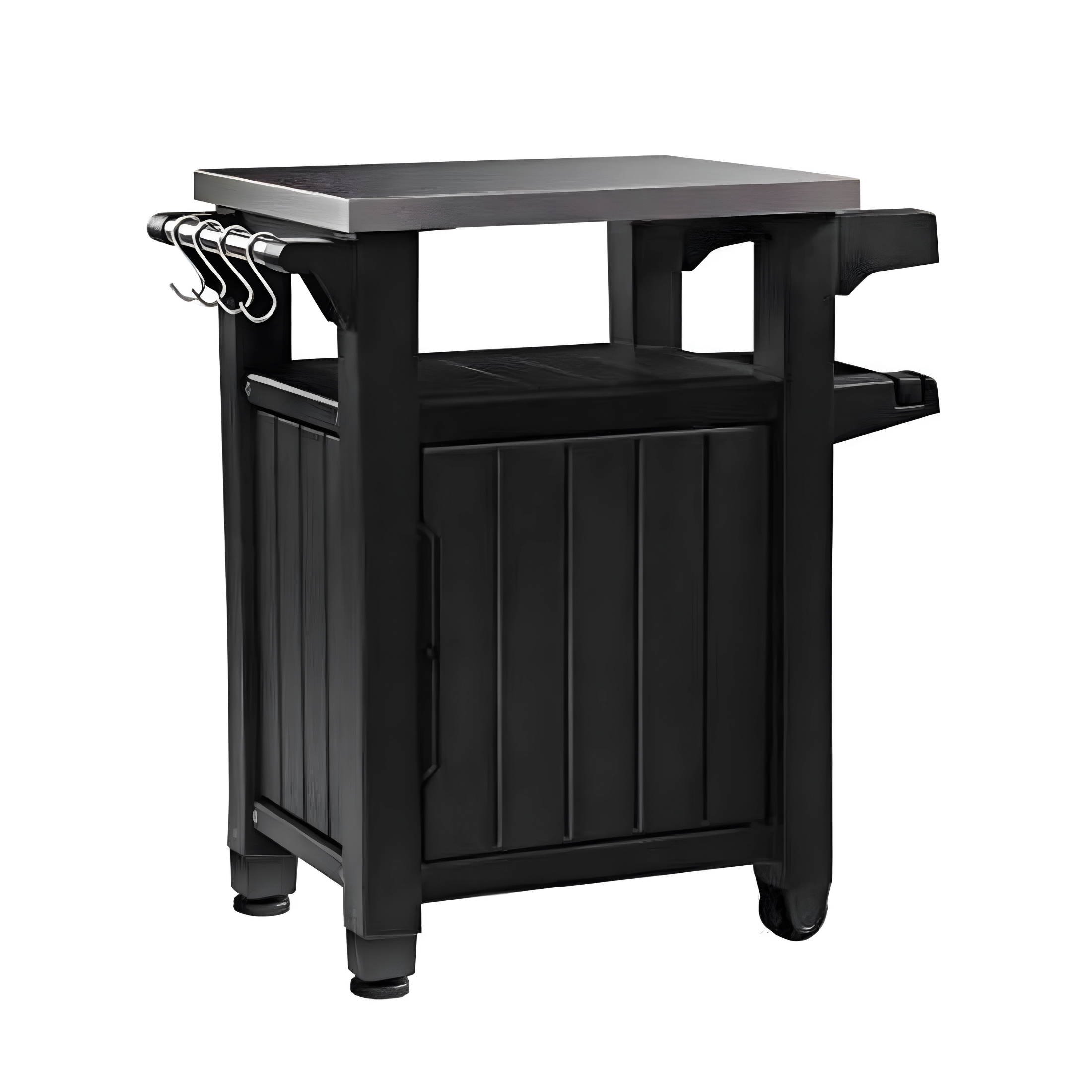 "Unity" wood-effect table for BBQ, 1 door, 2 wheels, 70x54 cm, 90 cm high