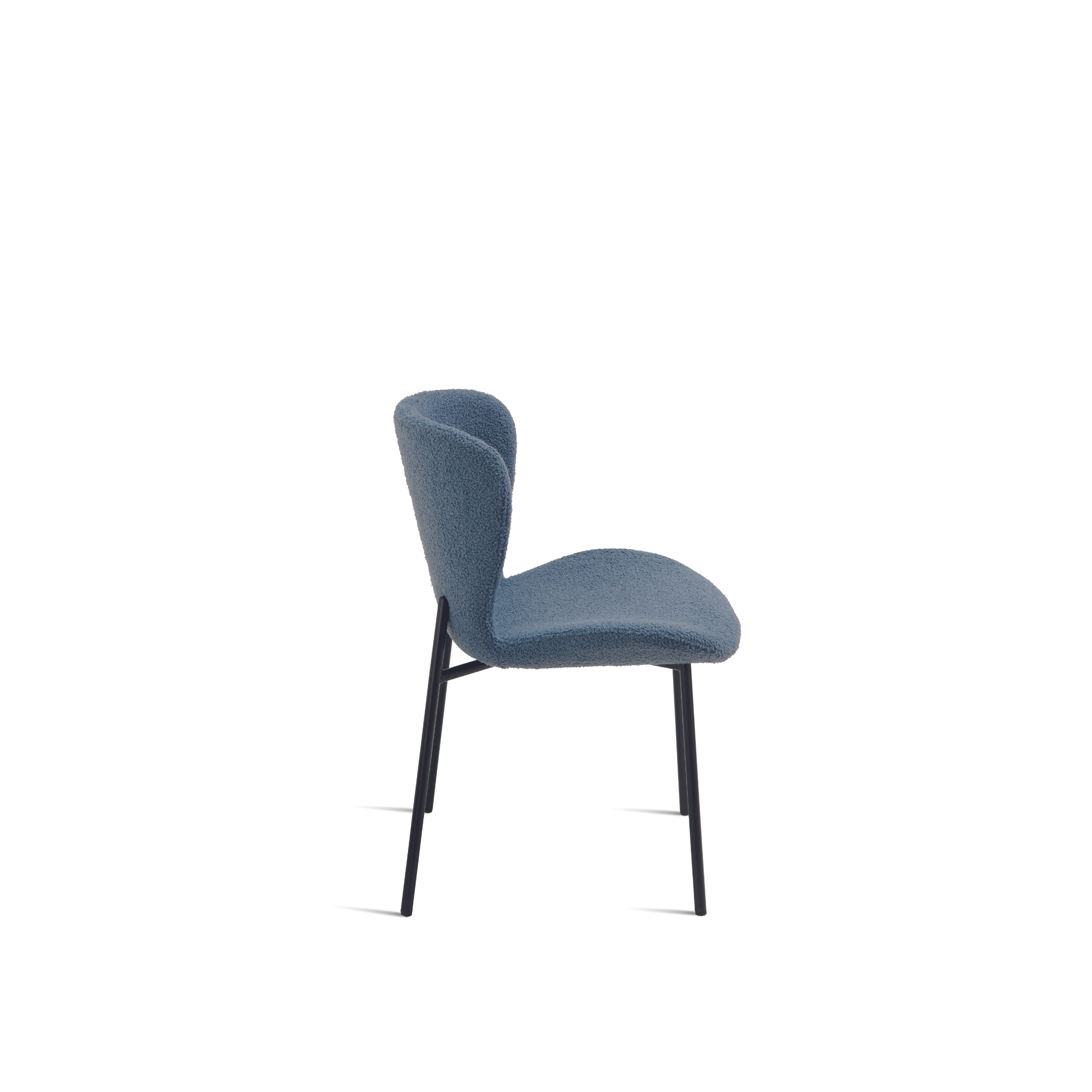 Set of modern padded "Carmen" chairs in ecru bouclé fabric for living room, 50x58 cm, 82 cm high