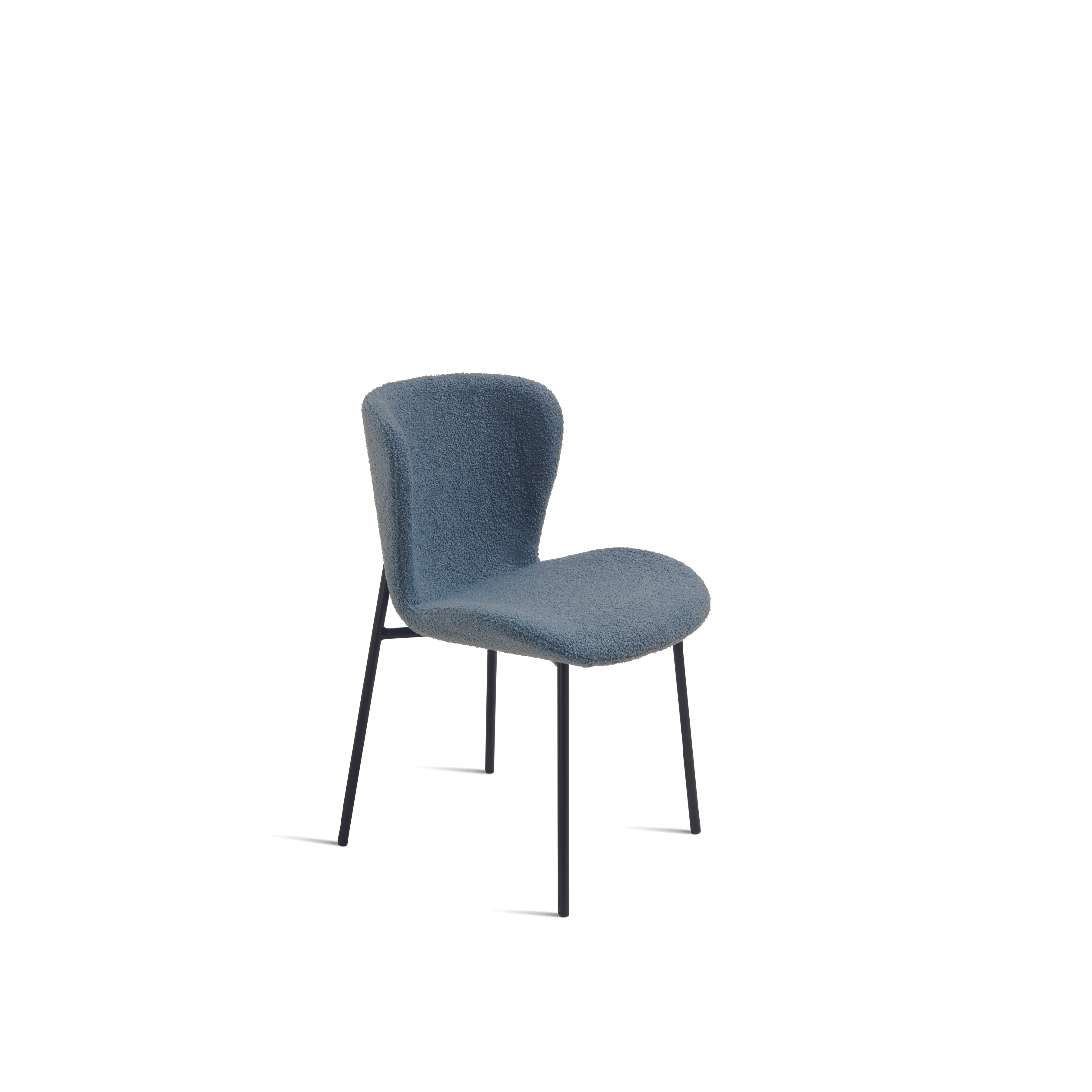 Set of modern padded "Carmen" chairs in ecru bouclé fabric for living room, 50x58 cm, 82 cm high