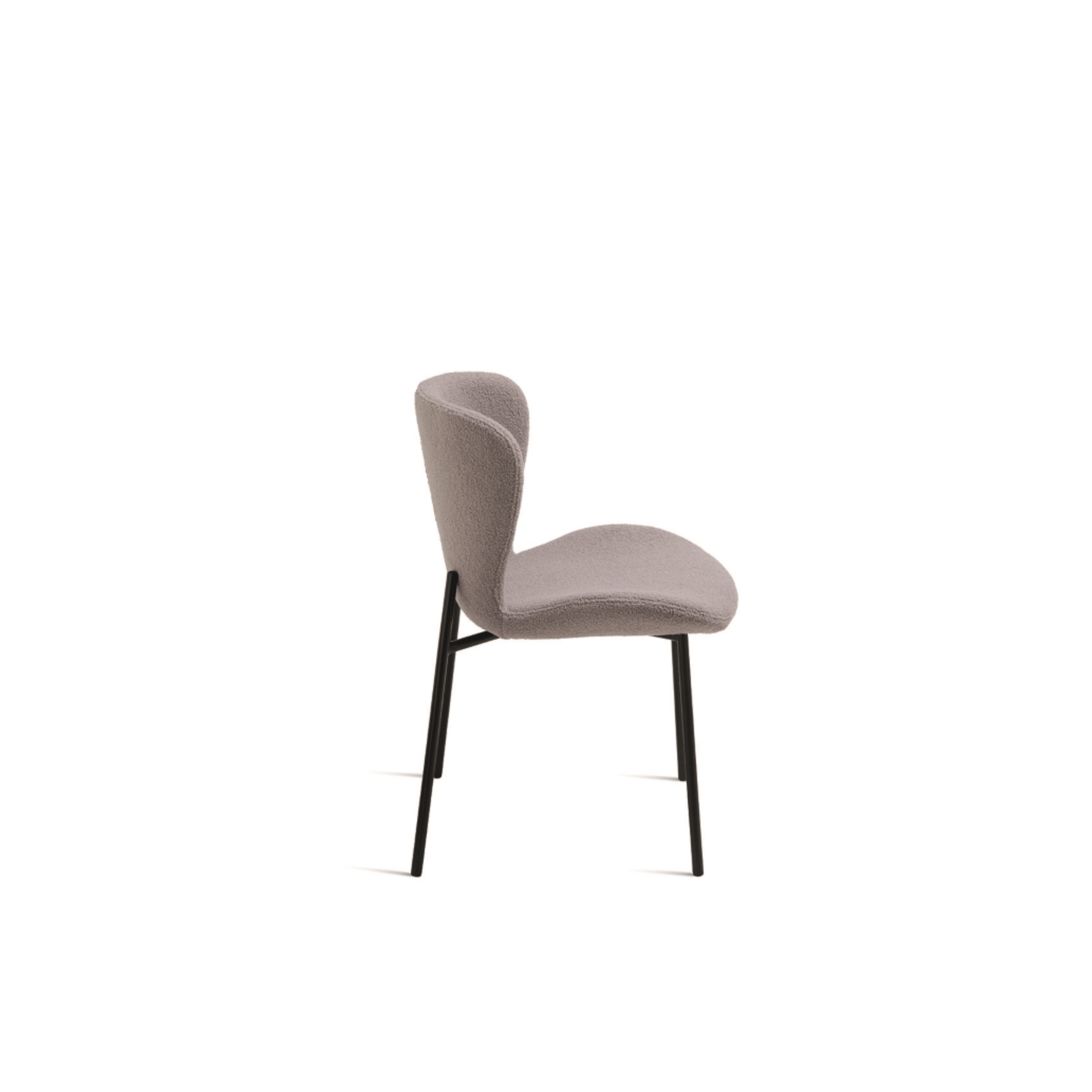 Set of modern padded "Carmen" chairs in ecru bouclé fabric for living room, 50x58 cm, 82 cm high